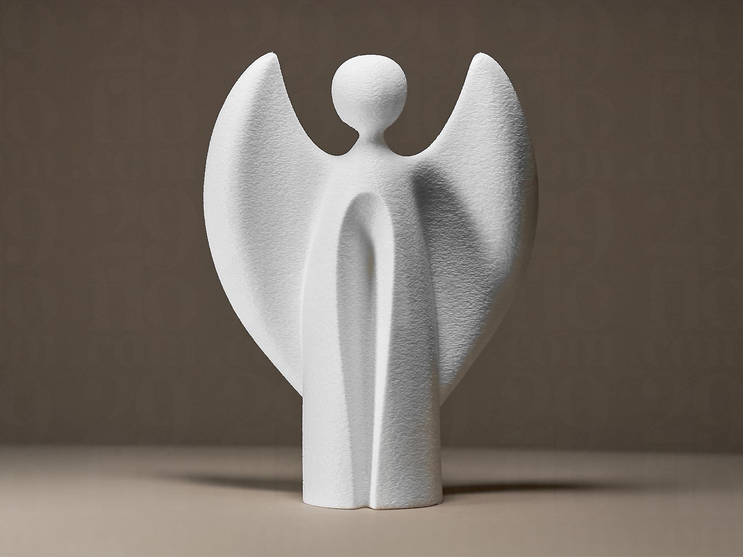 Modern Angel Figurine | Abstrakte Engel Skulptur | Weißes Designobjekt als Symbol für Schutz & Ruhe Fehn-factory.de