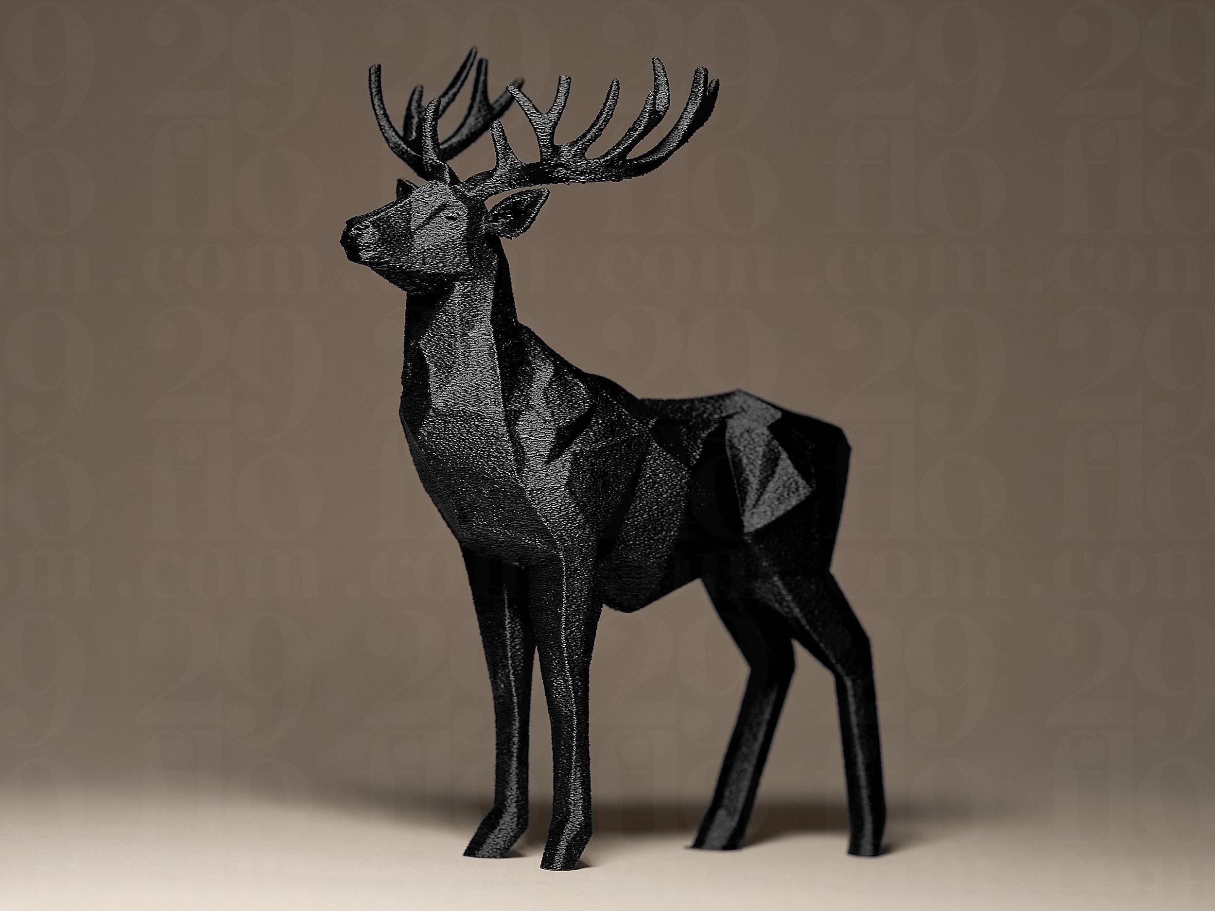 Geometric Deer Figurine | Moderner Hirsch aus geometrischen Formen | Elegante Dekofigur in Schwarz Fehn-factory.de