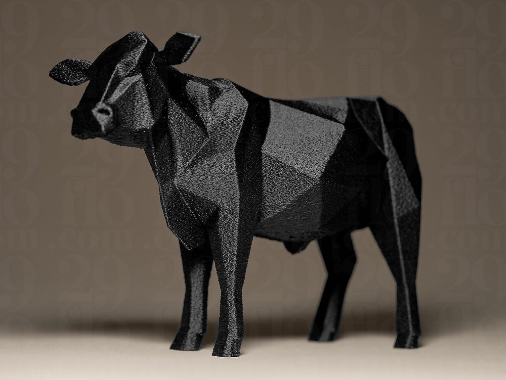 Geometric Cow Figurine | Moderne Kuhskulptur in geometrischem Design | Stilvolle Dekofigur in Schwarz Fehn-factory.de