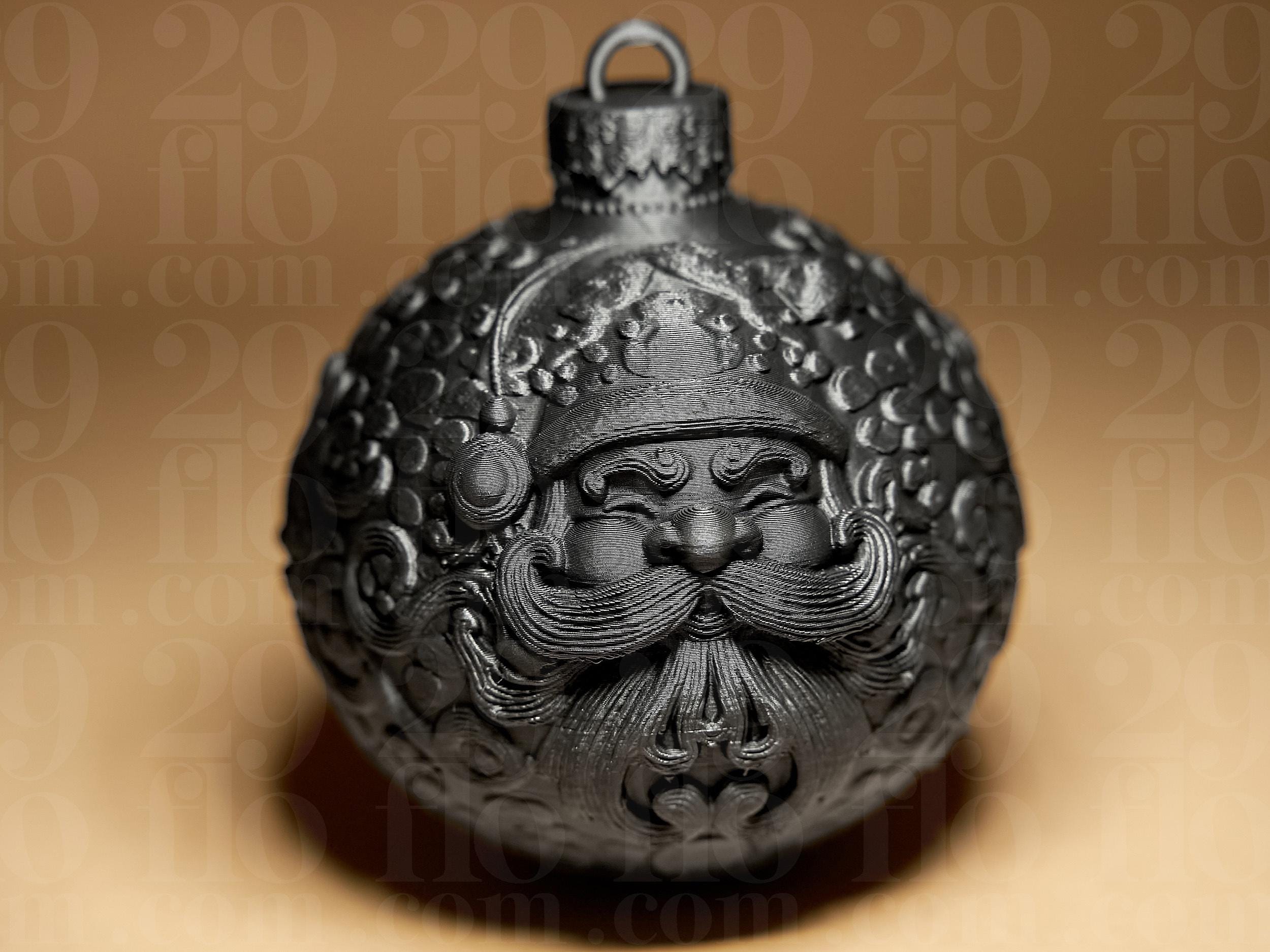 Santa Claus Weihnachtskugel | Ornamental Dark Art | Gothic Christbaumkugel | Deko Anhänger
