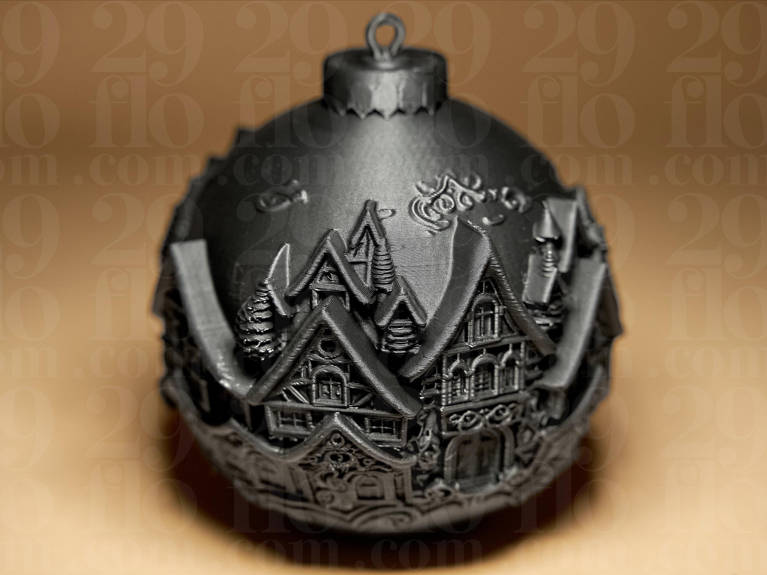Village Weihnachtskugel | Dark Art Christbaumkugel | Gothic Deko Anhänger | Ornamental
