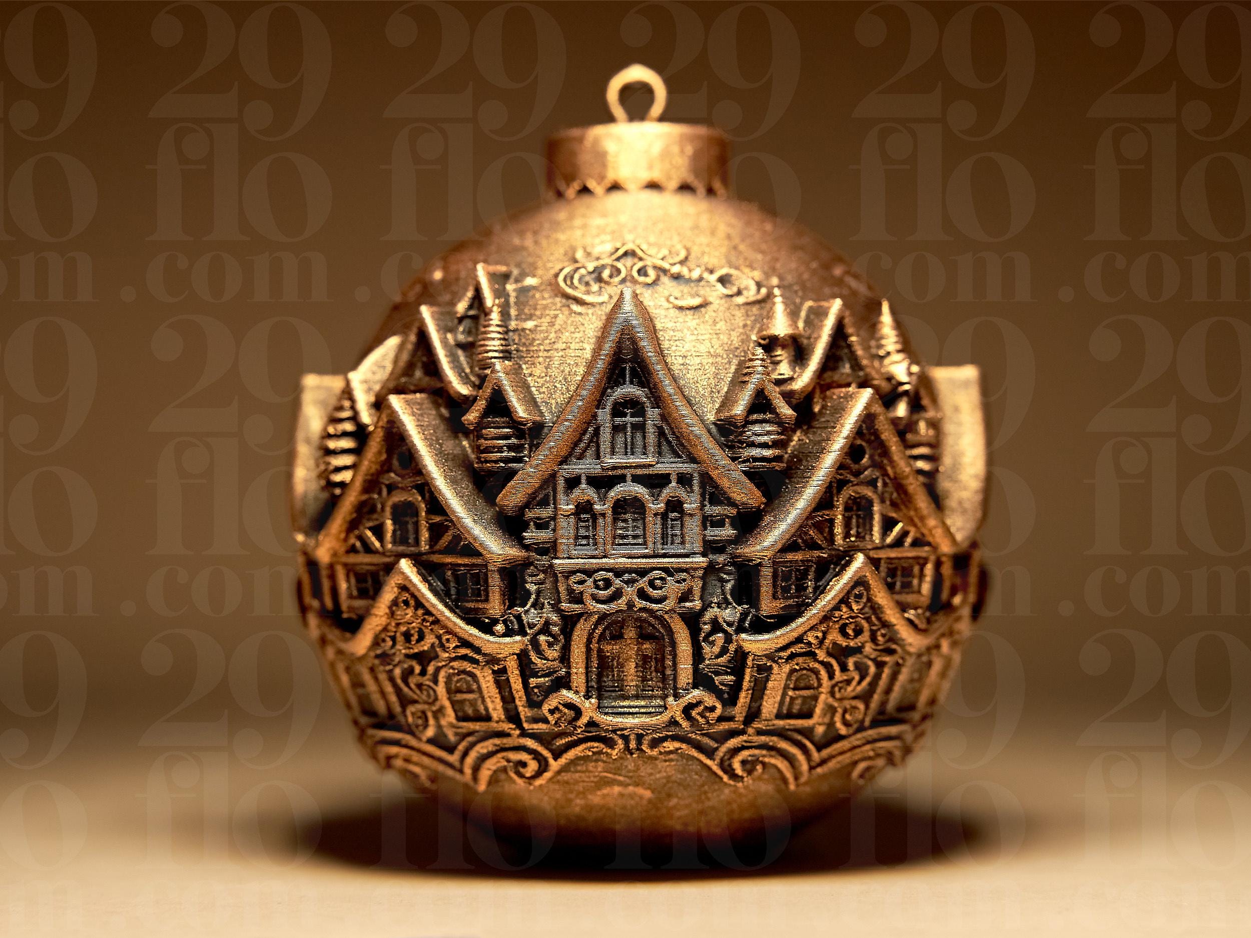 Village Weihnachtskugel | Dark Art Christbaumkugel | Gothic Deko Anhänger | Ornamental