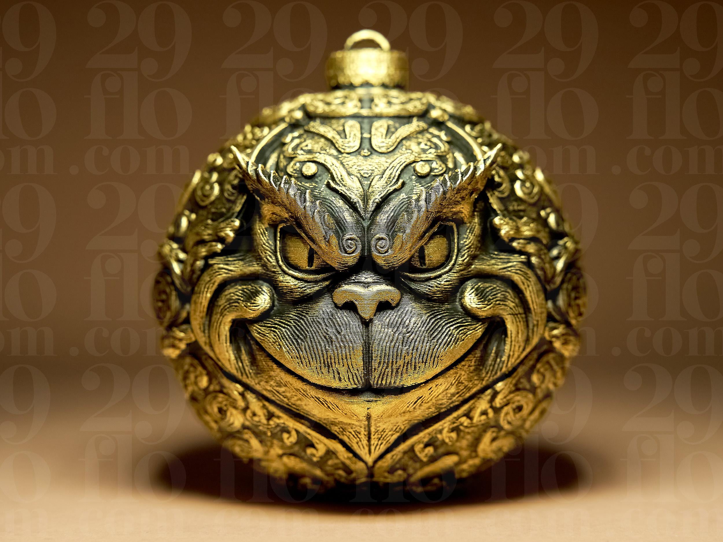 Grinch Weihnachtskugel | Ornamental Dark Art | Gothic Christbaumkugel | Deko Anhänger