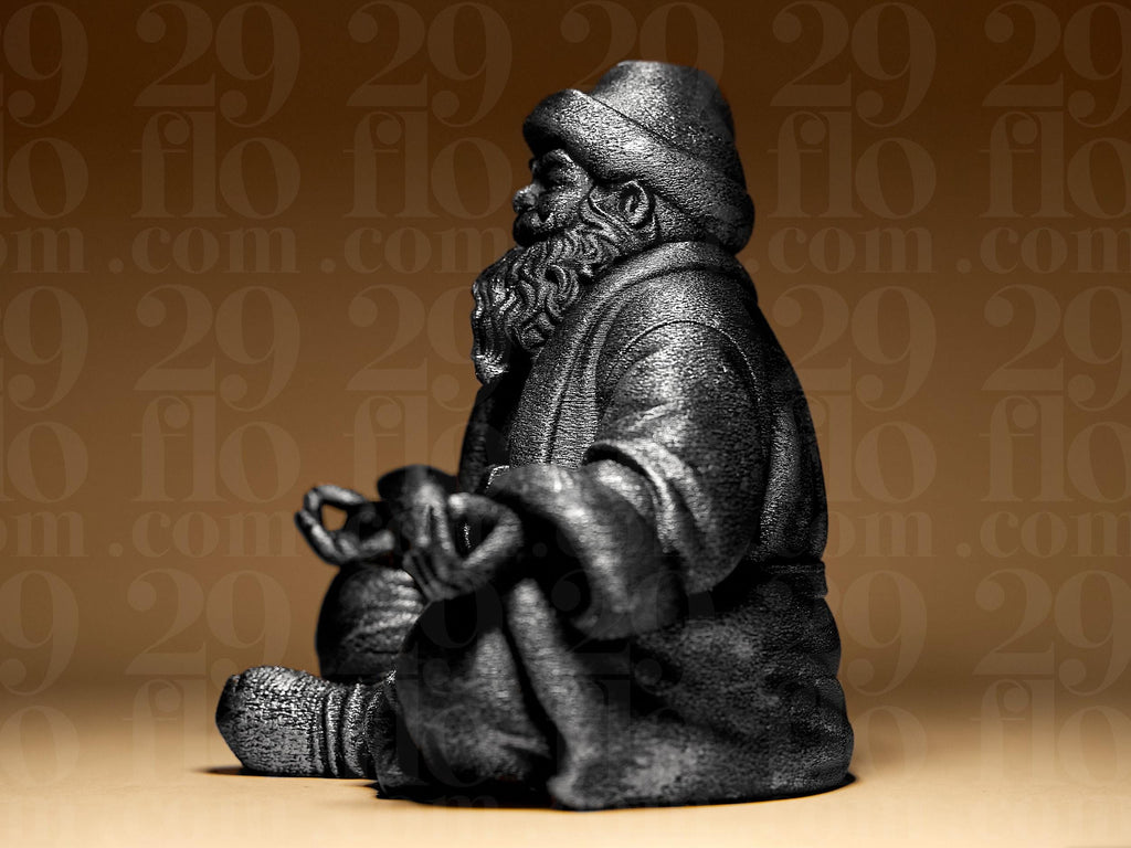 Meditating Santa Claus Statue | Zen Santa Figur | Moderne Weihnachtsdeko Skulptur | Dark Art