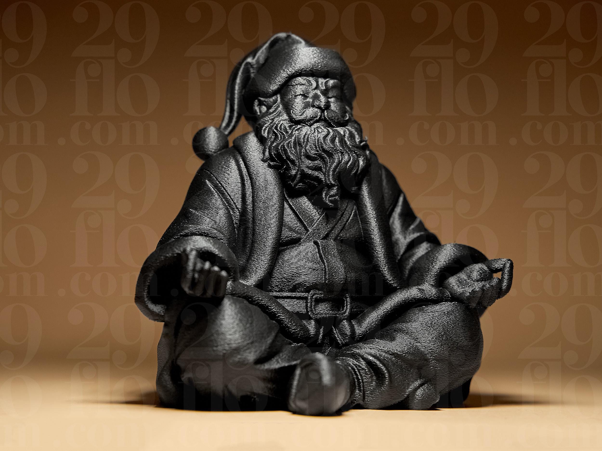 Meditating Santa Claus Statue | Zen Santa Figur | Moderne Weihnachtsdeko Skulptur | Dark Art