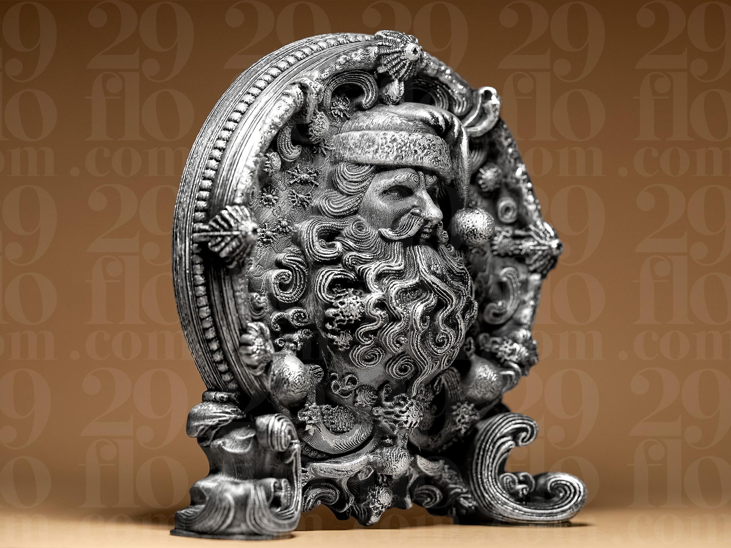 Santa Claus Relief Statue | Ornamental Weihnachtsmann | Gothic Weihnachtsdeko | Dark Art Skulptur