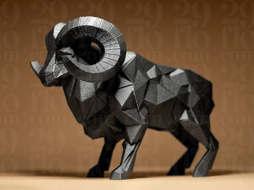 Geometric Ram Figurine | Moderner Widder aus geometrischen Formen | Stylische Dekofigur in Schwarz Fehn-factory.de