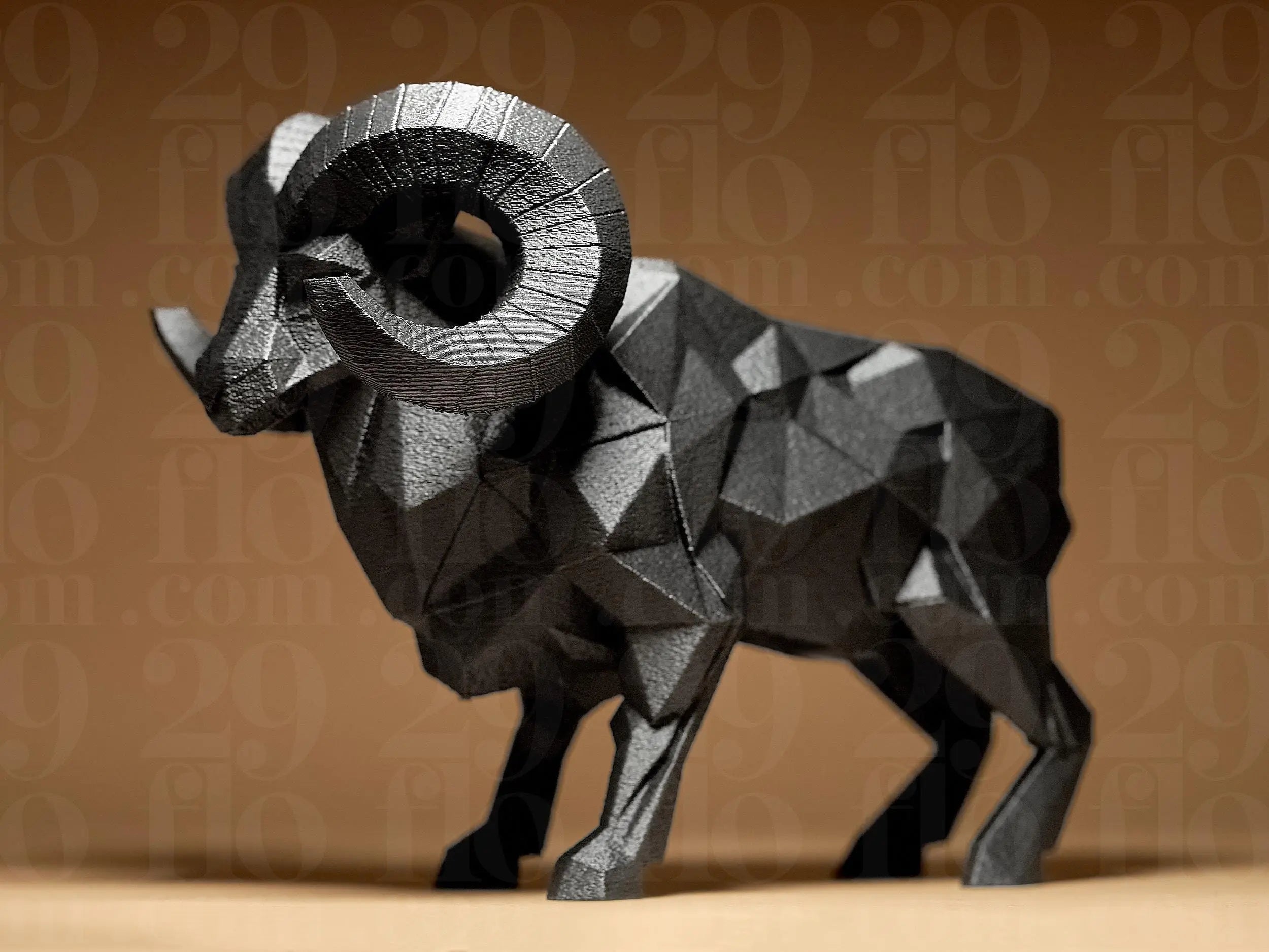 Geometric Ram Figurine | Moderner Widder aus geometrischen Formen | Stylische Dekofigur in Schwarz Fehn-factory.de