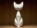 Elegant Cat Sculpture | Minimalistische Katzenfigur im modernen Stil | Stilvolle weiße Dekofigur Fehn-factory.de