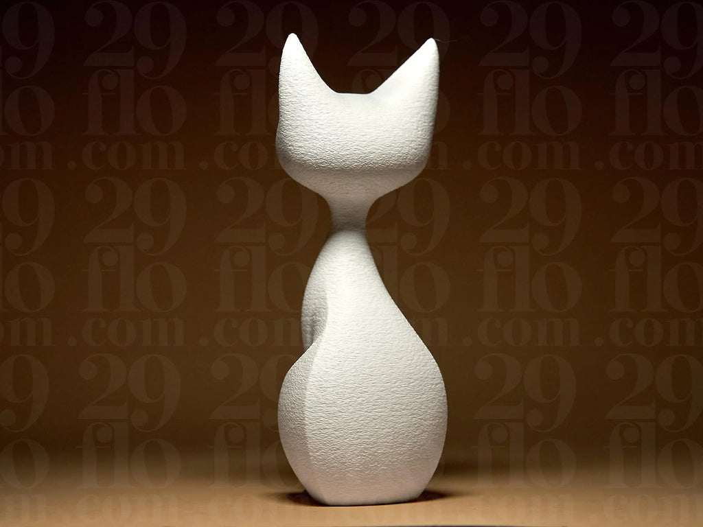 Elegant Cat Sculpture | Minimalistische Katzenfigur im modernen Stil | Stilvolle weiße Dekofigur Fehn-factory.de