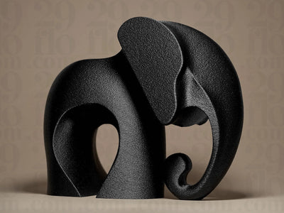 Modern Elephant Figurine | Abstrakte Elefantenstatue | Minimalistische Tierfigur in Schwarz