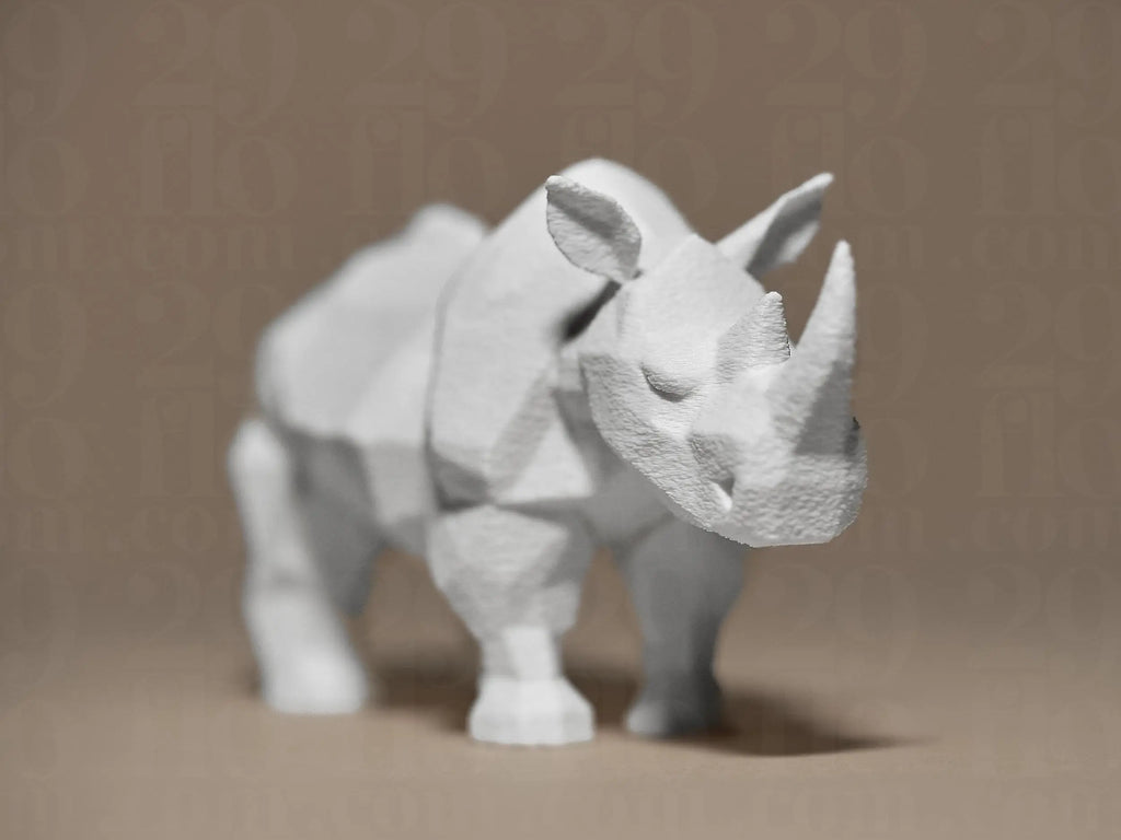 Rhino Decor Figurine | Geometrisches Nashorn | Moderne Tierfigur in Schwarz oder Weiß Fehn-factory.de