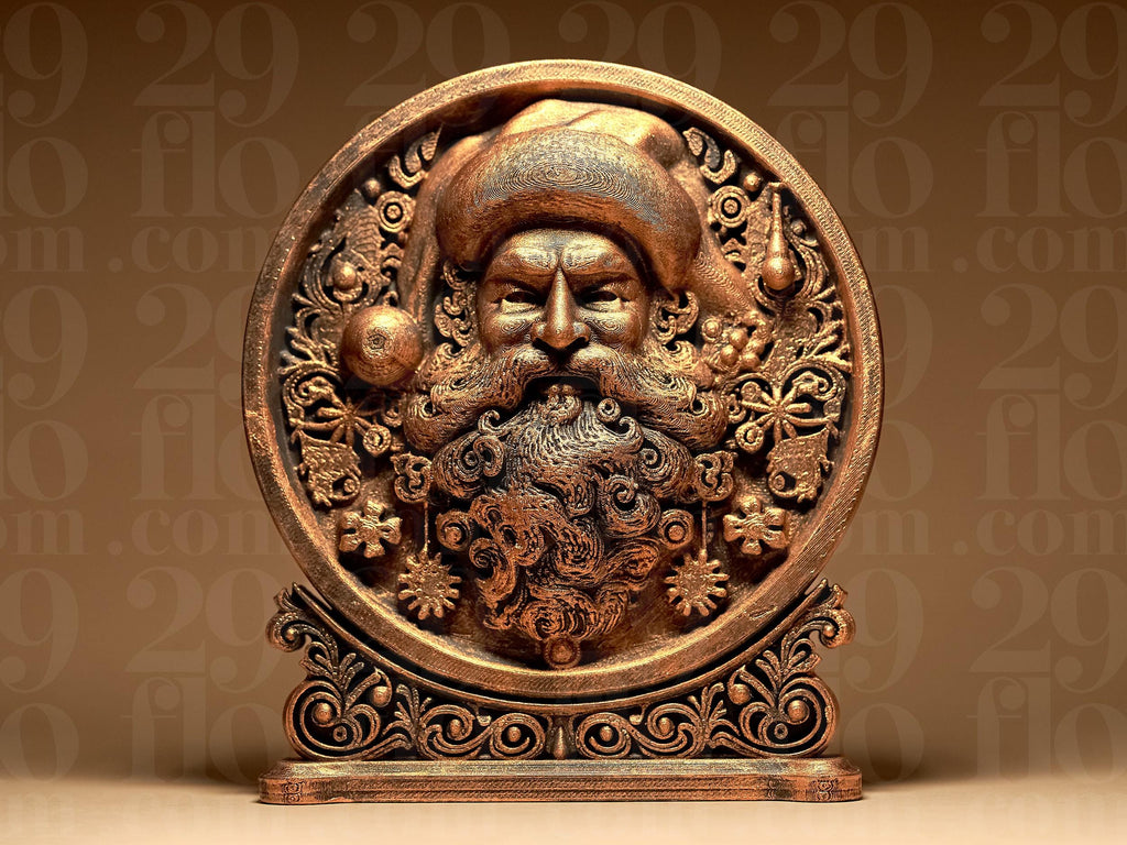 Santa Claus Relief Figurine | Weihnachtsmann Relief Skulptur | Wand- & Tischdeko | Schwarz oder Gold-Antik Fehn-factory.de