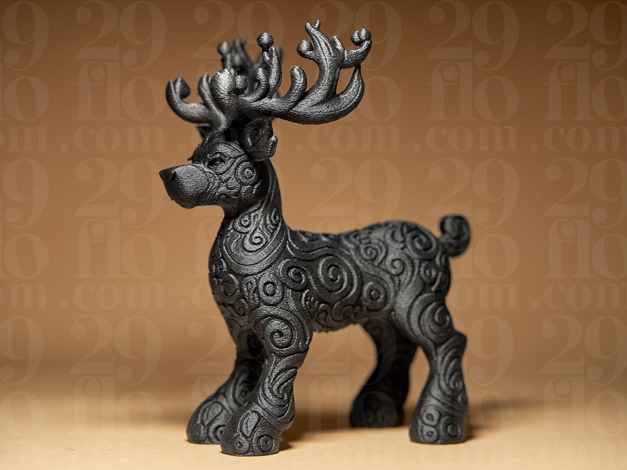 Reindeer Ornamental Figur | Rentier Skulptur | Weihnachtliche Dekofigur in Schwarz oder Gold-Antik Fehn-factory.de