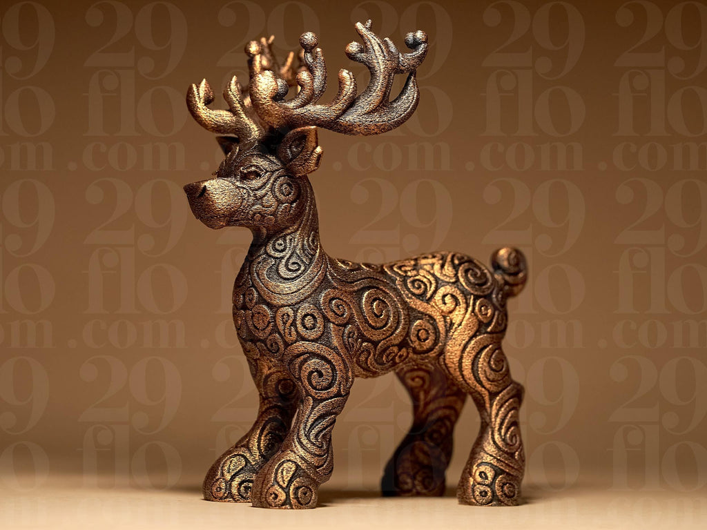 Reindeer Ornamental Figur | Rentier Skulptur | Weihnachtliche Dekofigur in Schwarz oder Gold-Antik Fehn-factory.de