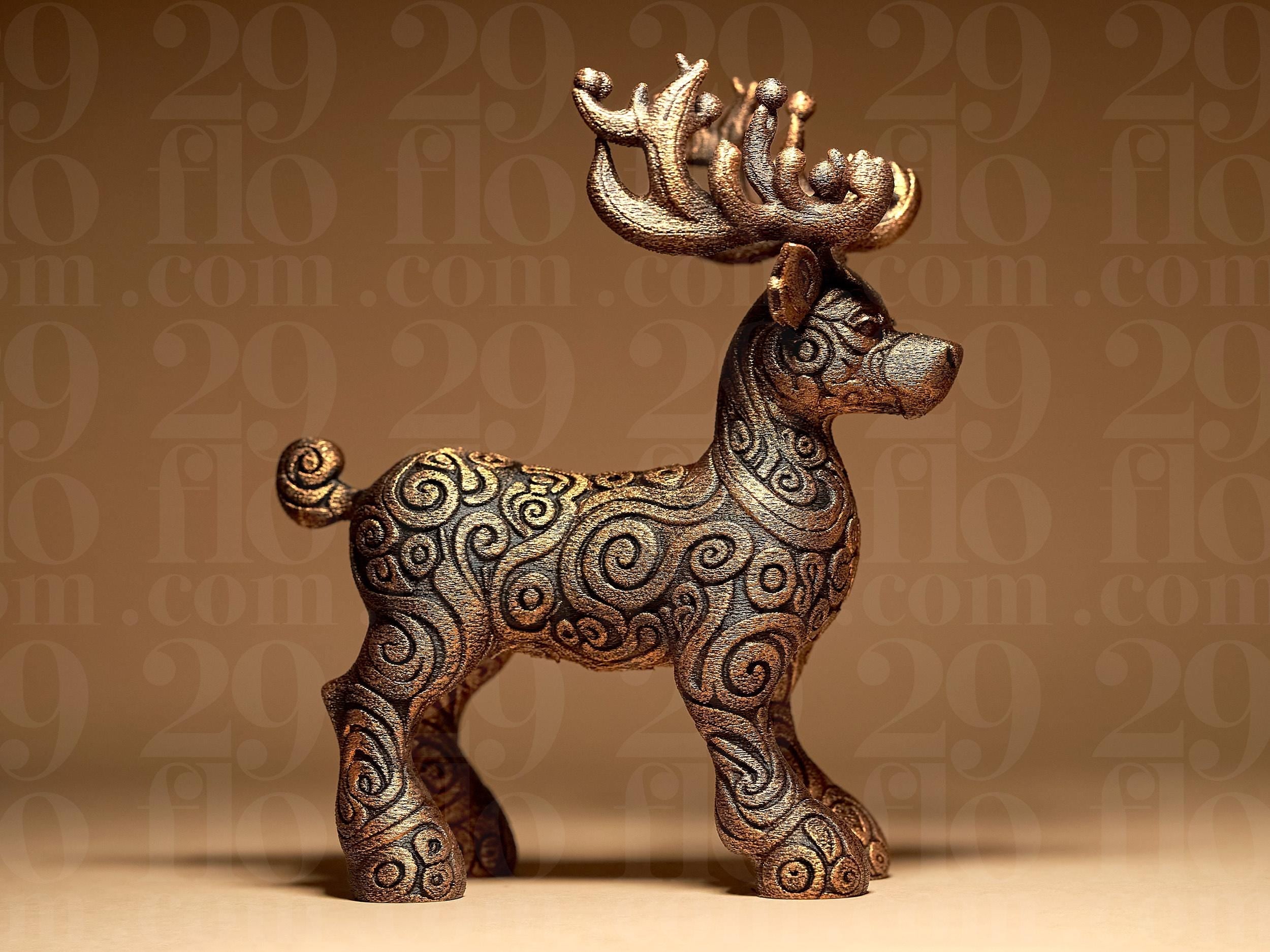 Reindeer Ornamental Figur | Rentier Skulptur | Weihnachtliche Dekofigur in Schwarz oder Gold-Antik Fehn-factory.de