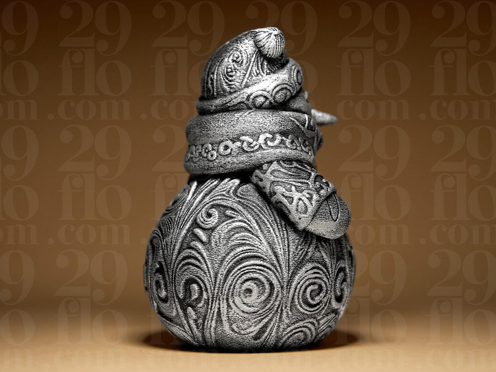 Snowman Ornamental Figur | Winter Dekofigur | Schneemann Skulptur in Schwarz oder handbemalt in Silber Fehn-factory.de
