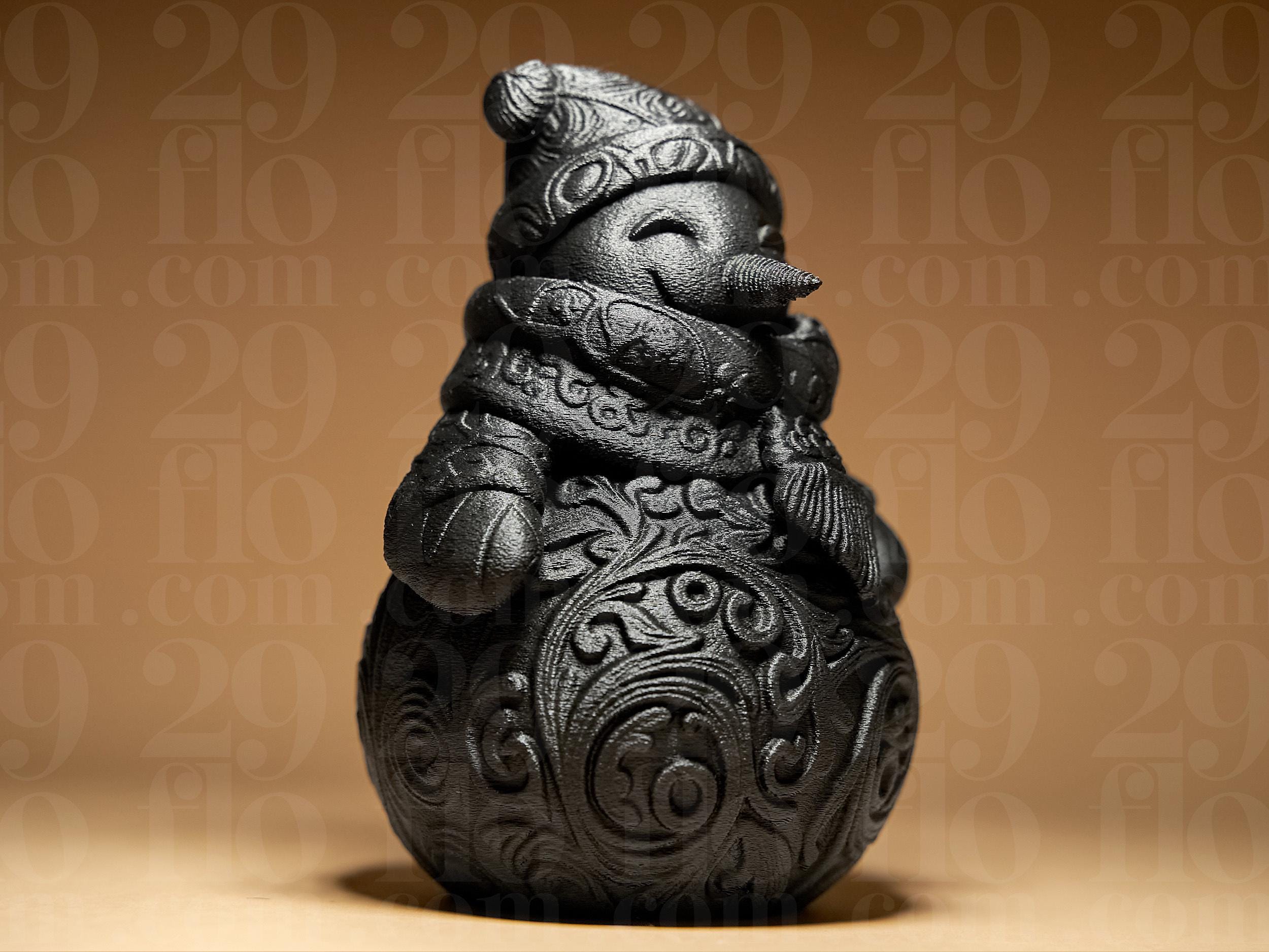 Snowman Ornamental Figur | Winter Dekofigur | Schneemann Skulptur in Schwarz oder handbemalt in Silber Fehn-factory.de