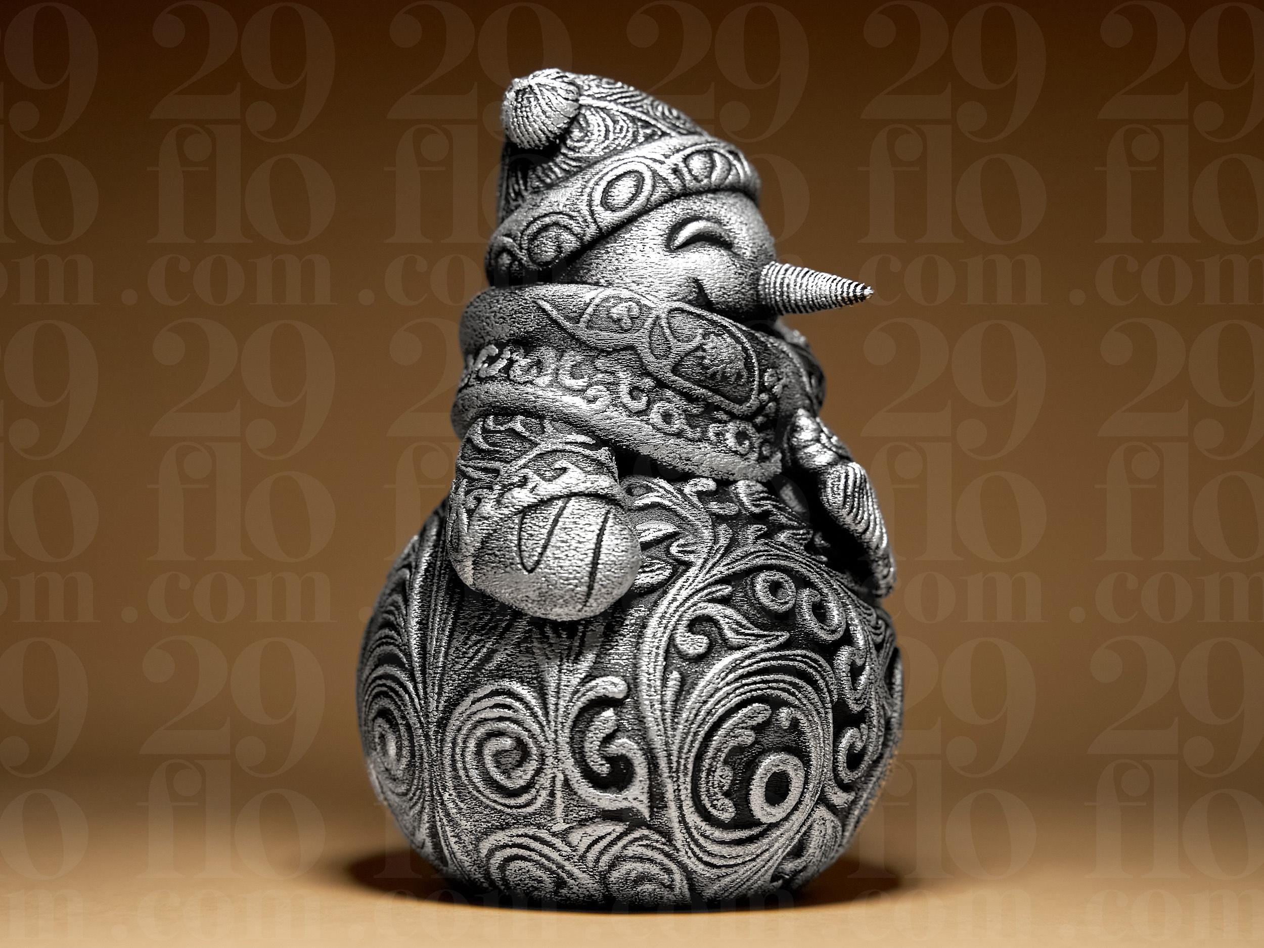Snowman Ornamental Figur | Winter Dekofigur | Schneemann Skulptur in Schwarz oder handbemalt in Silber Fehn-factory.de