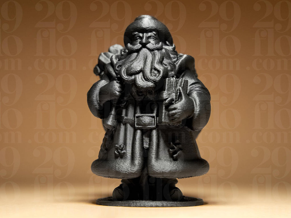 Santa Claus Figur | Weihnachtsmann Skulptur | Dekorative Winterfigur in Schwarz oder handbemalt in Silber Fehn-factory.de