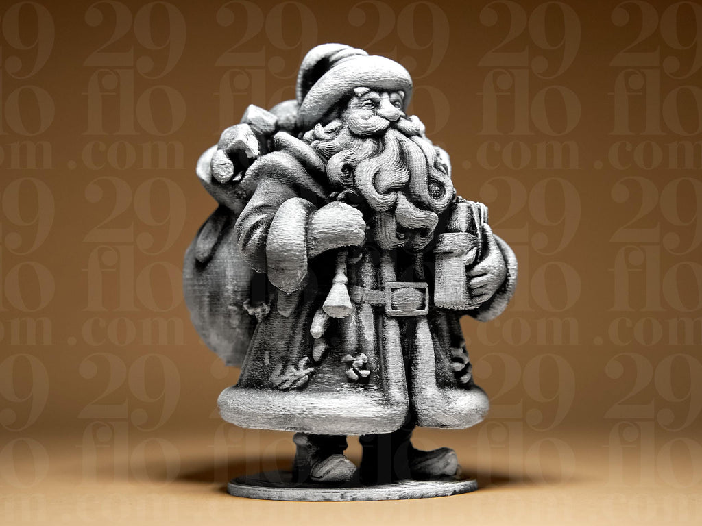 Santa Claus Figur | Weihnachtsmann Skulptur | Dekorative Winterfigur in Schwarz oder handbemalt in Silber Fehn-factory.de