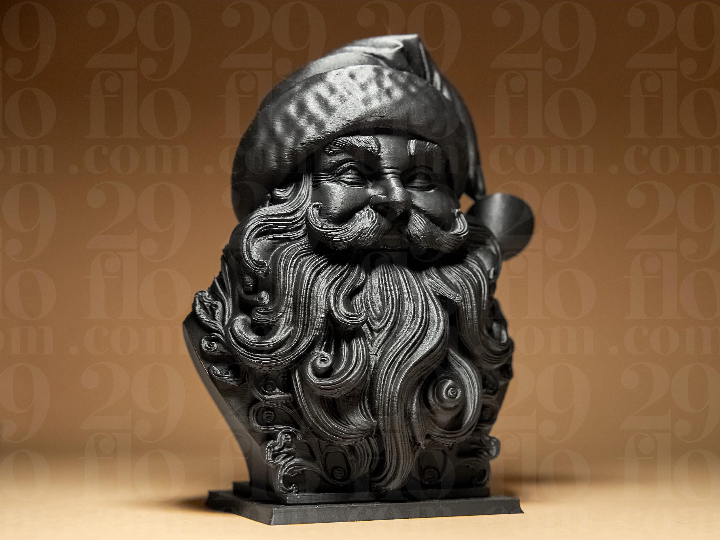 Santa Claus Büste | Weihnachtsmann Figur | Edle Weihnachtsdekoration in Schwarz oder handbemalt in Silber Fehn-factory.de