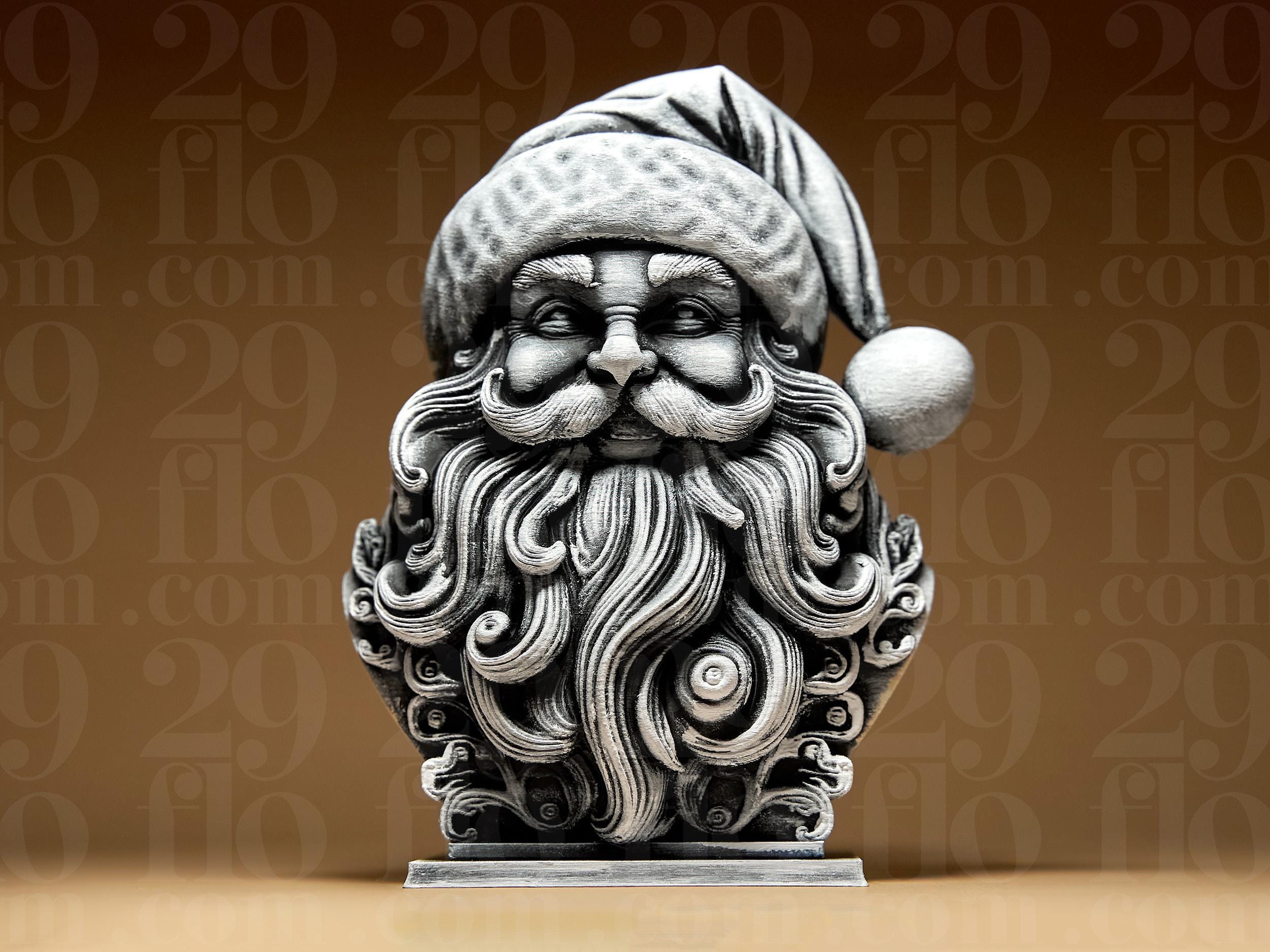 Santa Claus Büste | Weihnachtsmann Figur | Edle Weihnachtsdekoration in Schwarz oder handbemalt in Silber Fehn-factory.de