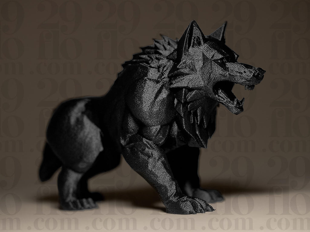 The Beast | Wolfsskulptur | Kraftvolle Fantasy-Figur in Schwarz Fehn-factory.de