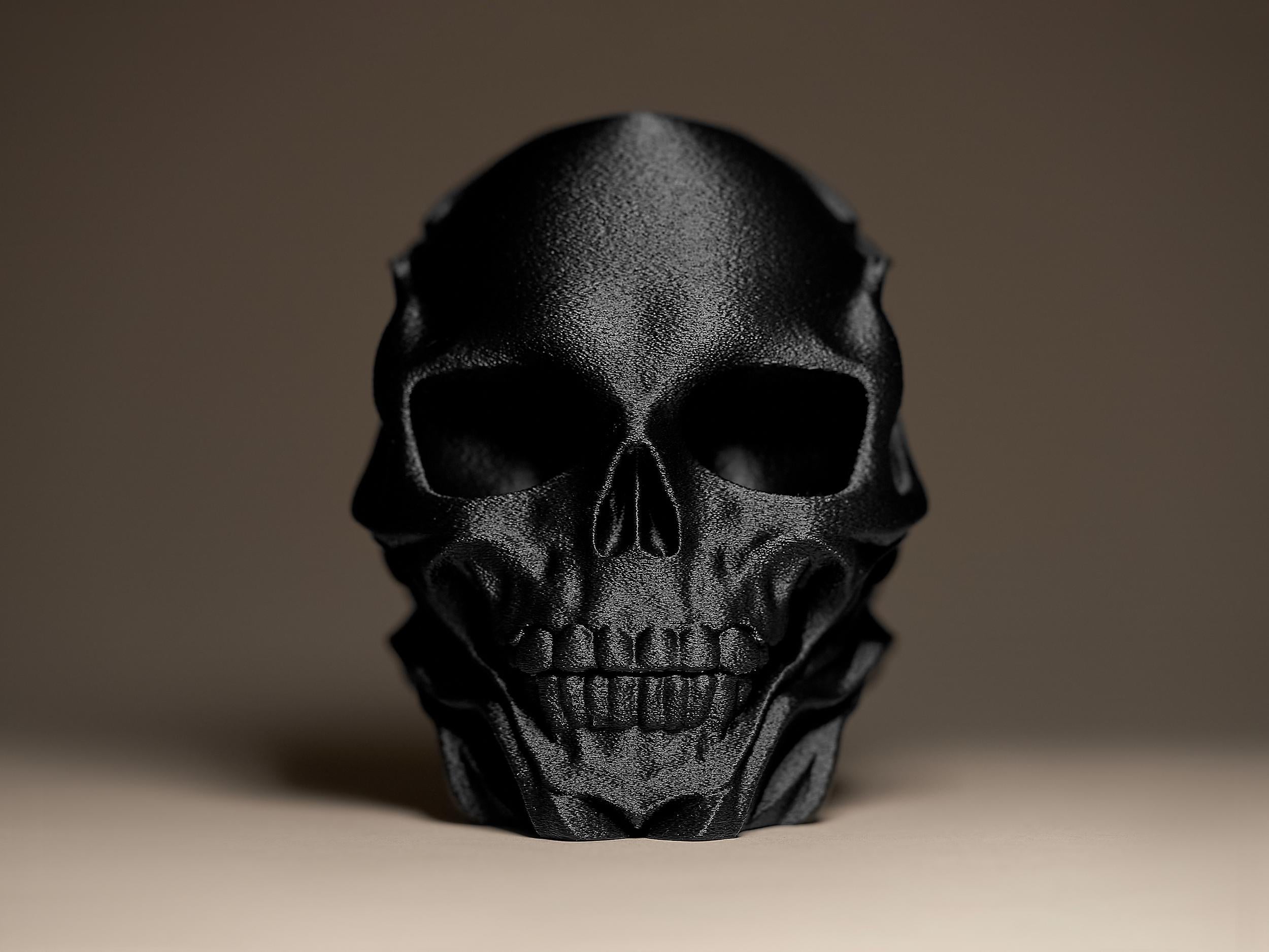 Skull Modern Decor Sculpture | Abstrakte Totenkopf-Skulptur | Schwarze Designfigur für modernes Interior Fehn-factory.de