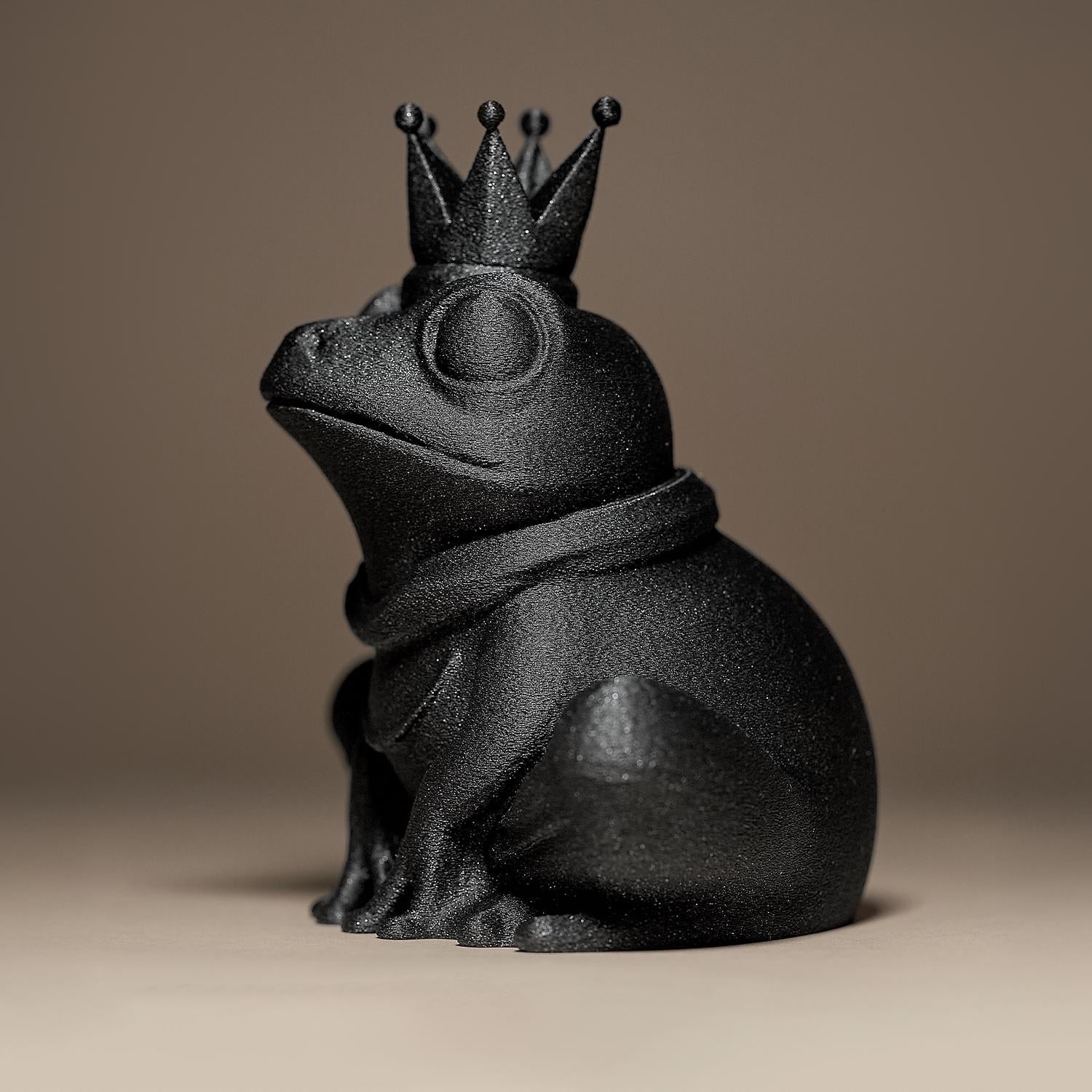 Frog in a Crown Decor Figurine | Schwarzer Froschkönig | Moderne Tierfigur mit Krone Fehn-factory.de