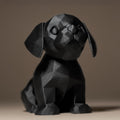 Puppy Dog Decor Figurine | Low Poly Hund Skulptur | Minimalistische Deko Statue | Dark Art