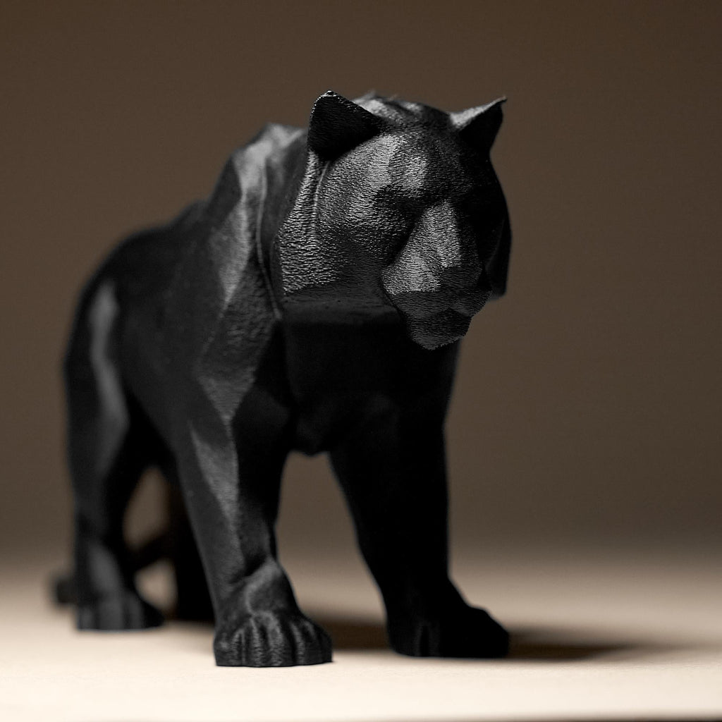 Tiger Decor Statue | Schwarze Panther Skulptur | Moderne Raubkatze | Dark Art Deko
