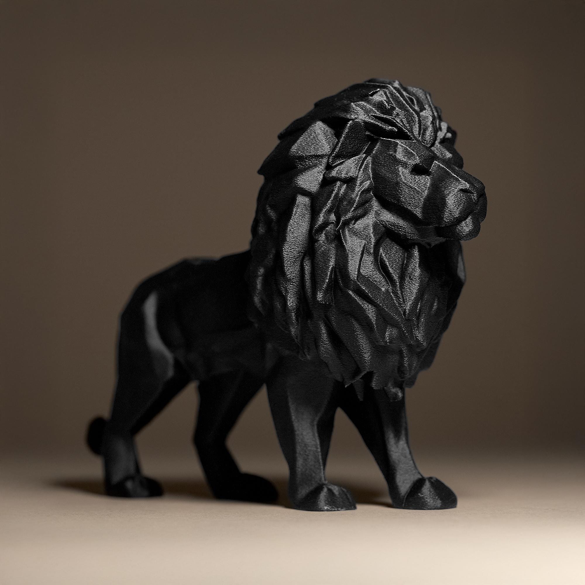 Lion Decor Statue | Löwe Figur Skulptur | Moderne Low Poly Raubkatze | Dark Art Deko