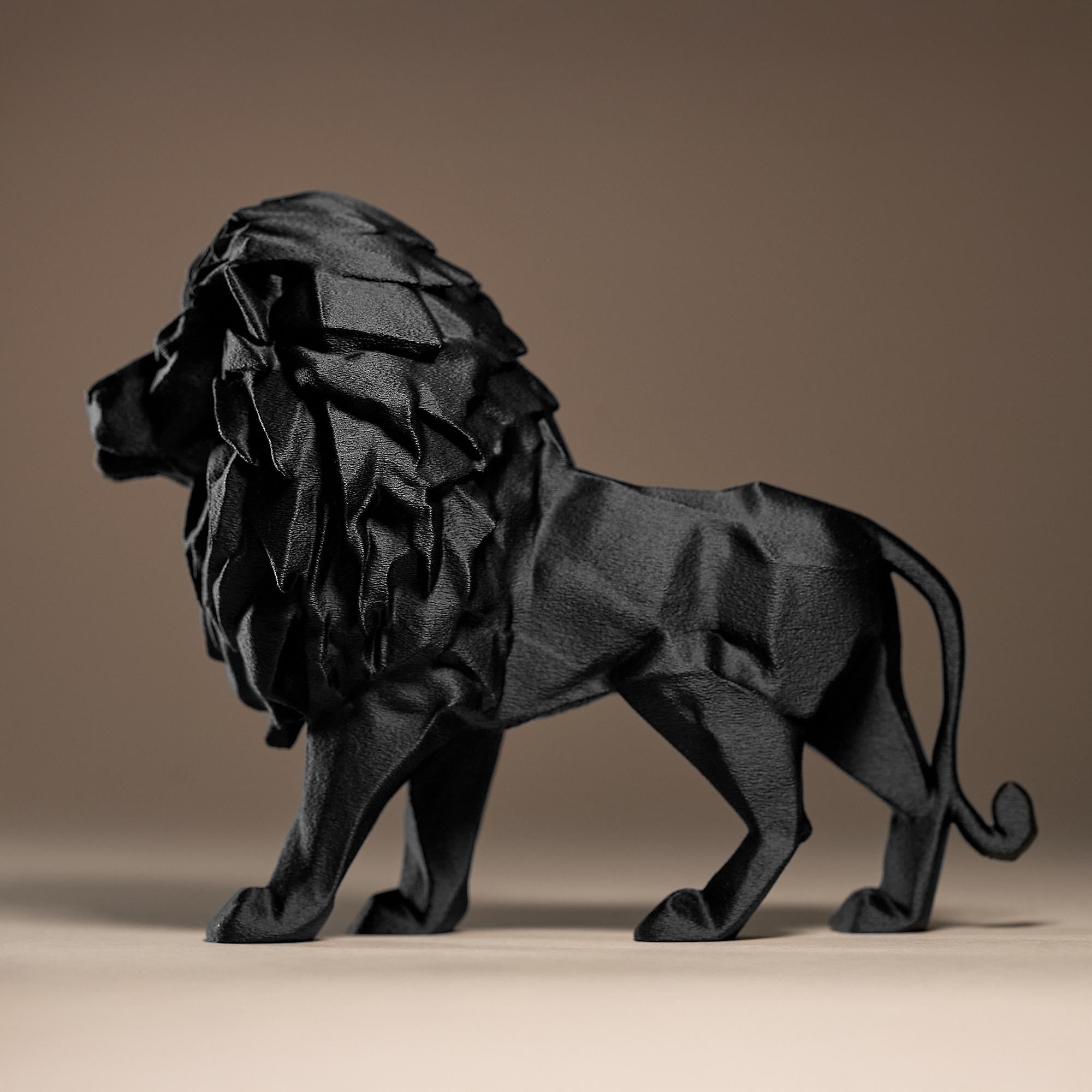 Lion Decor Statue | Löwe Figur Skulptur | Moderne Low Poly Raubkatze | Dark Art Deko