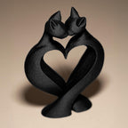 Cat's Love Statue | Katzen Herz Skulptur | Abstrakte Liebe Deko | Dark Art Kollektion