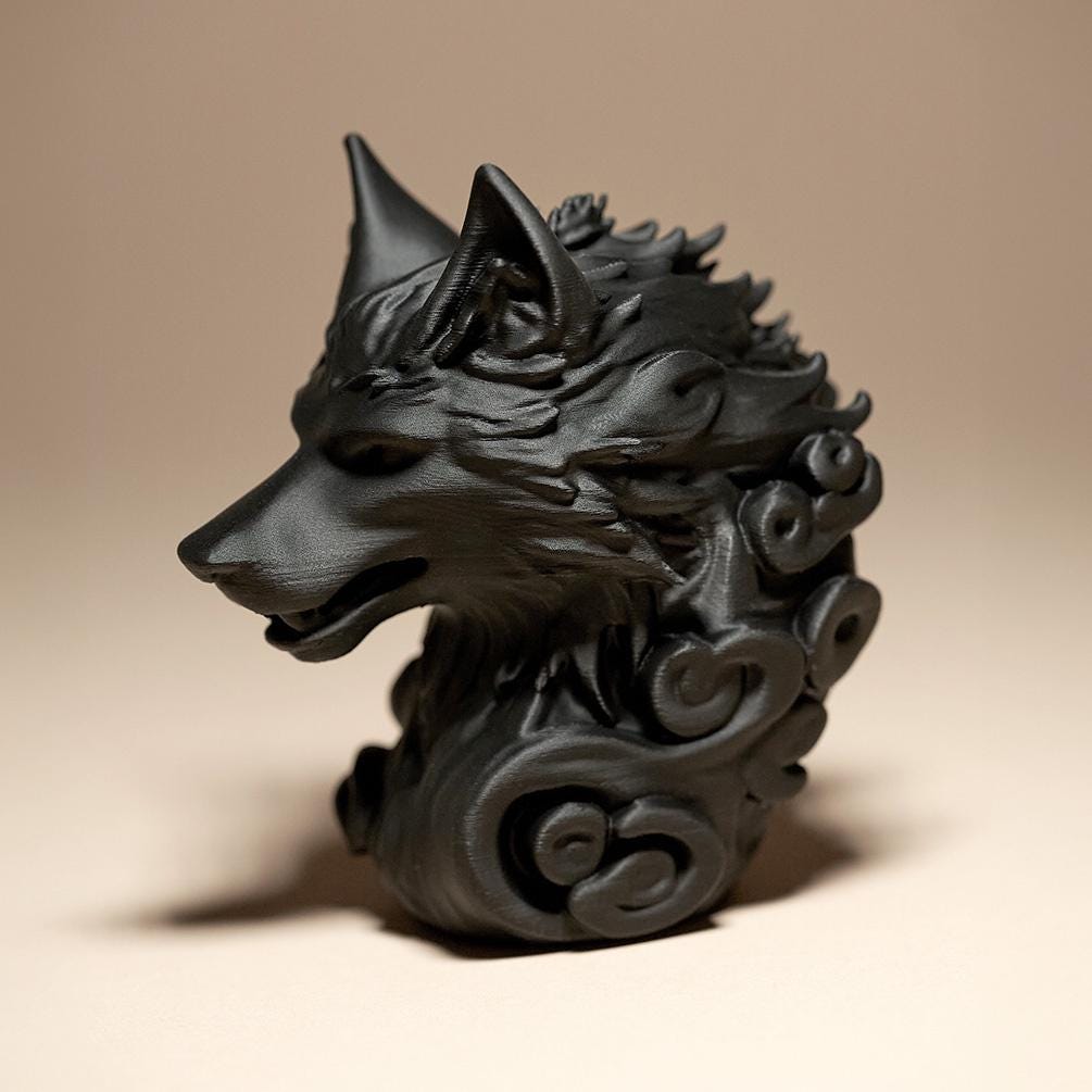 Wolf Kopf Büste | Wolf Figur Skulptur | Mystische Deko | Dark Art Kollektion