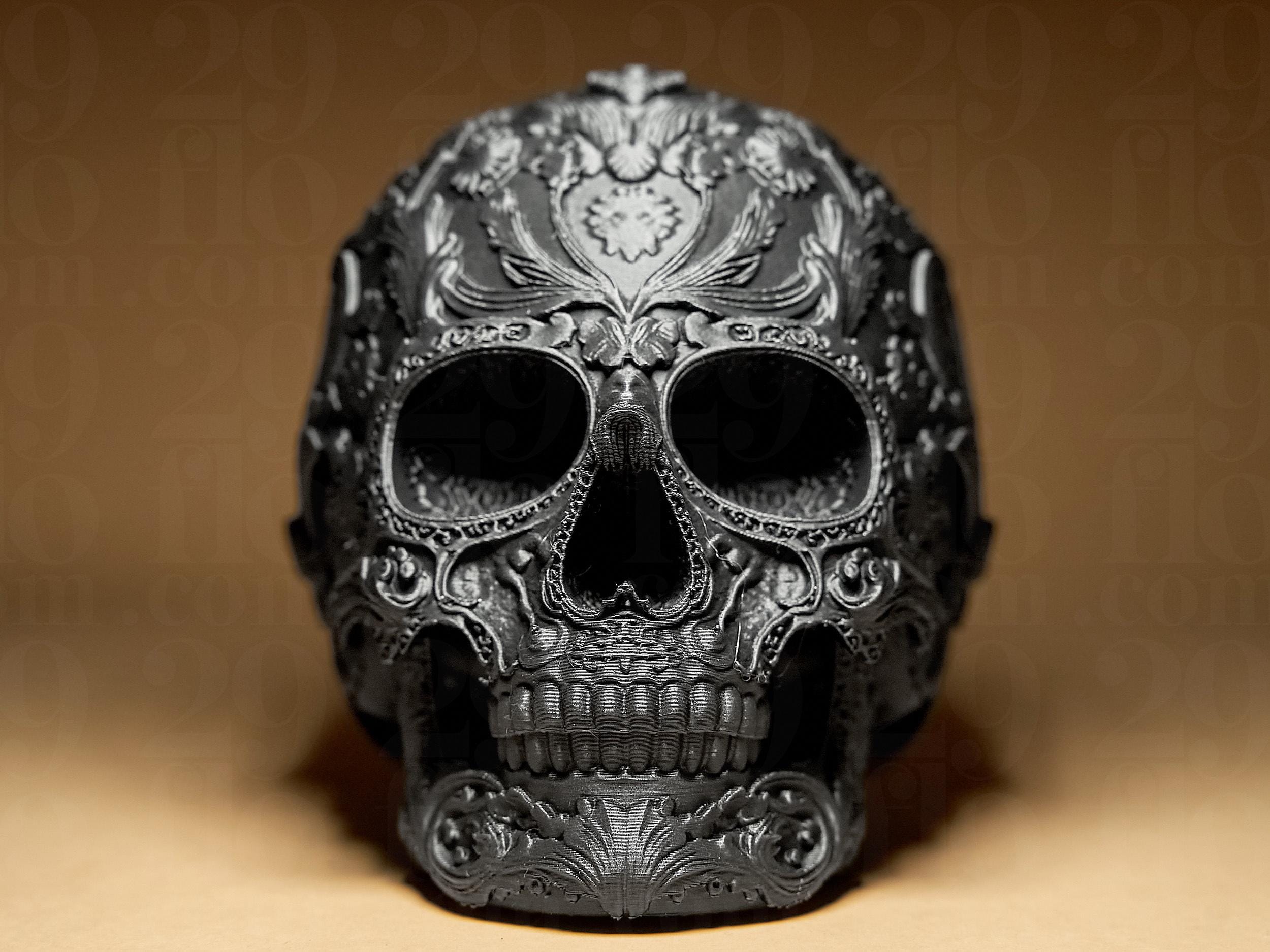 Ornamental Dia Dos Muertos Skull | Sugar Skull Statue | Gothic Dark Art Deko Skulptur