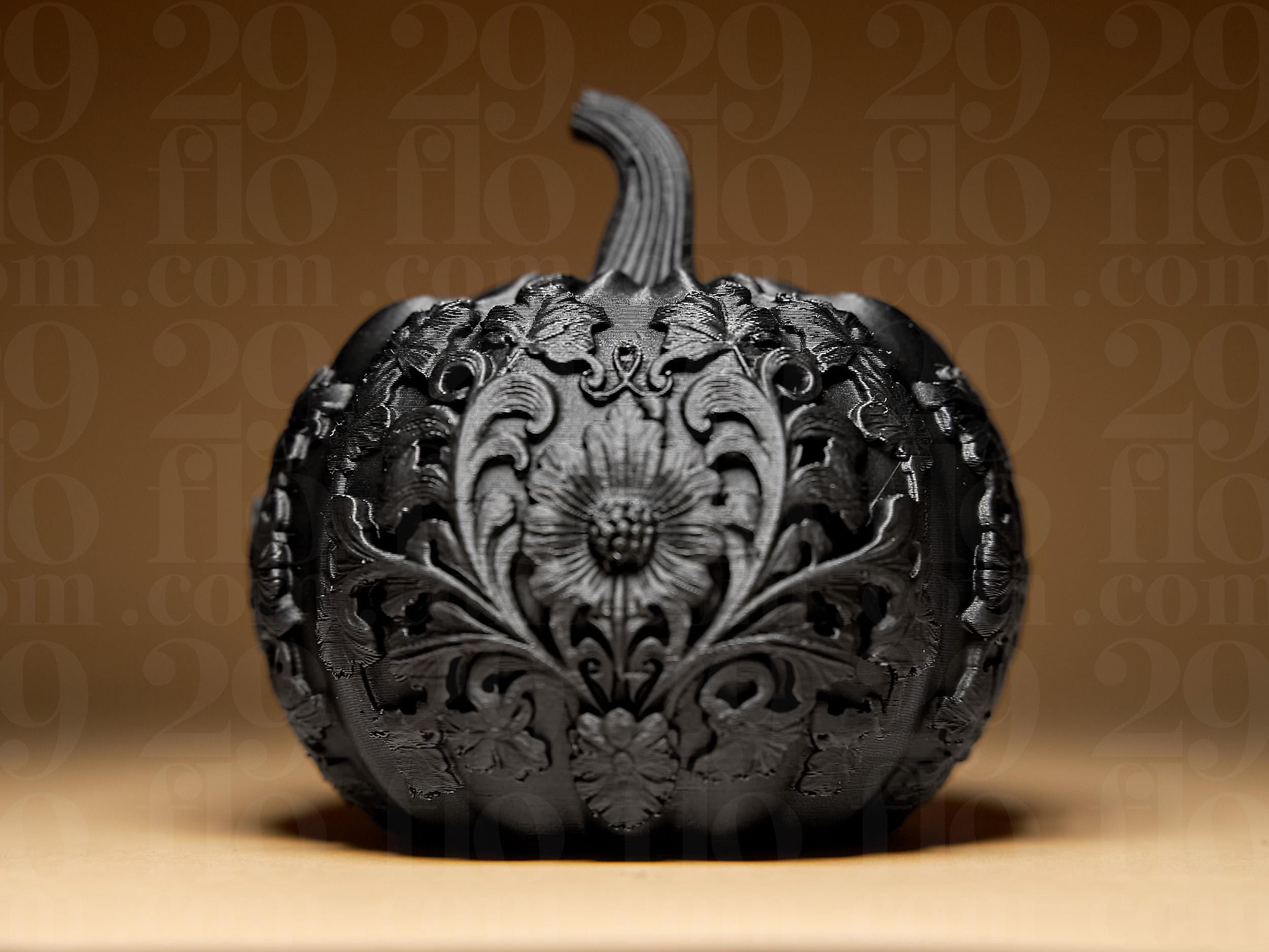 Set of 3 Ornamental Pumpkins | Gothic Halloween Deko | Dark Art Kürbis Figuren Fehn-factory.de