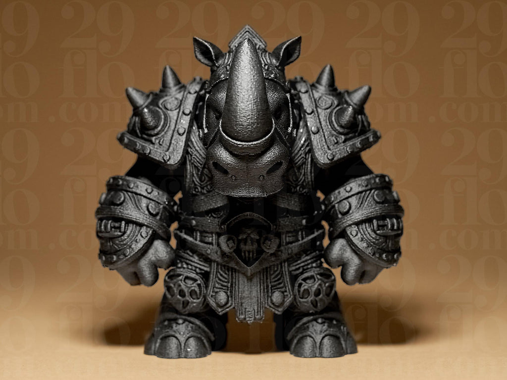 Warrior Rhino Miniature | Fantasy Figur Nashorn | Krieger Statue | Dark Art Deko Fehn-factory.de