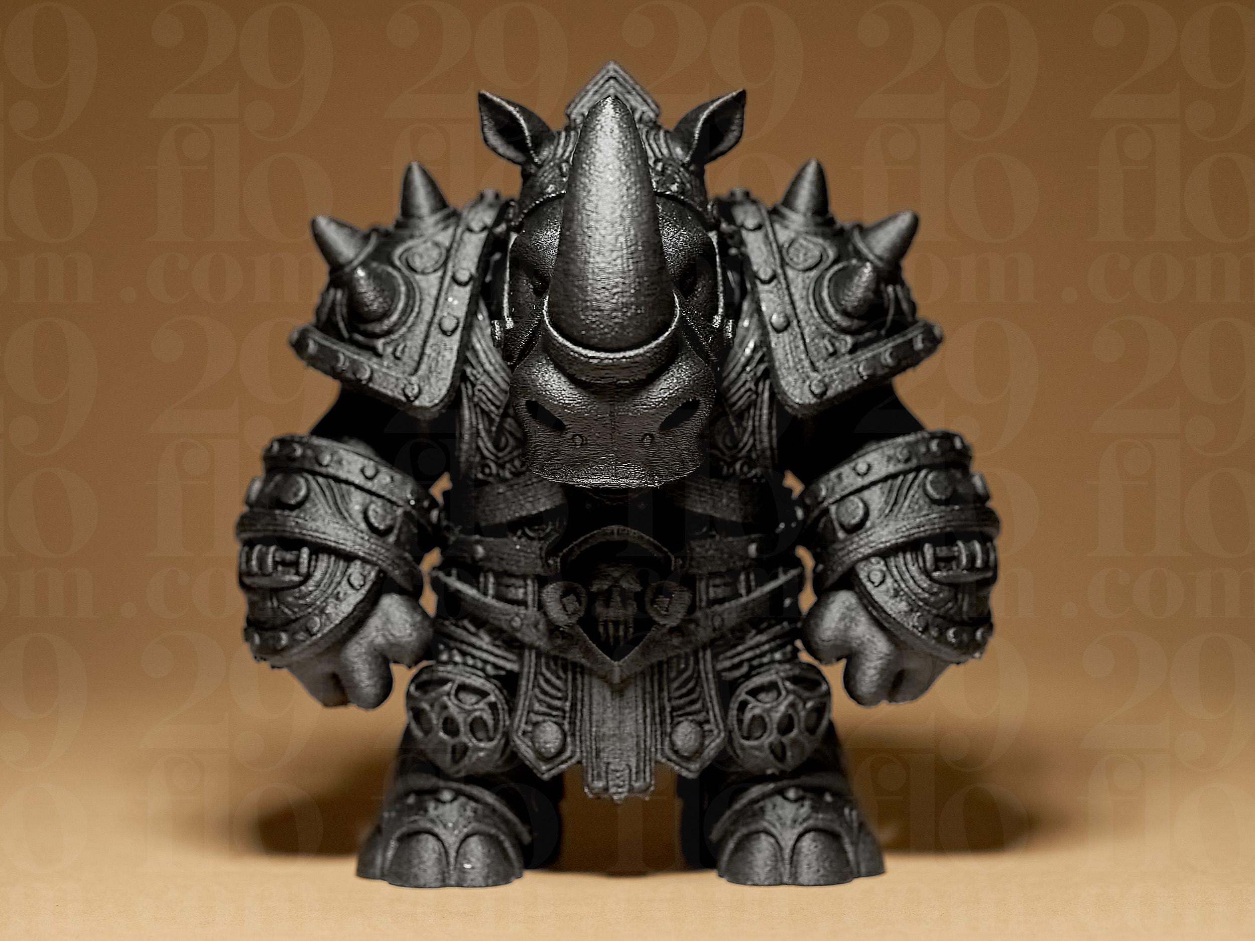 Warrior Rhino Miniature | Fantasy Figur Nashorn | Krieger Statue | Dark Art Deko Fehn-factory.de