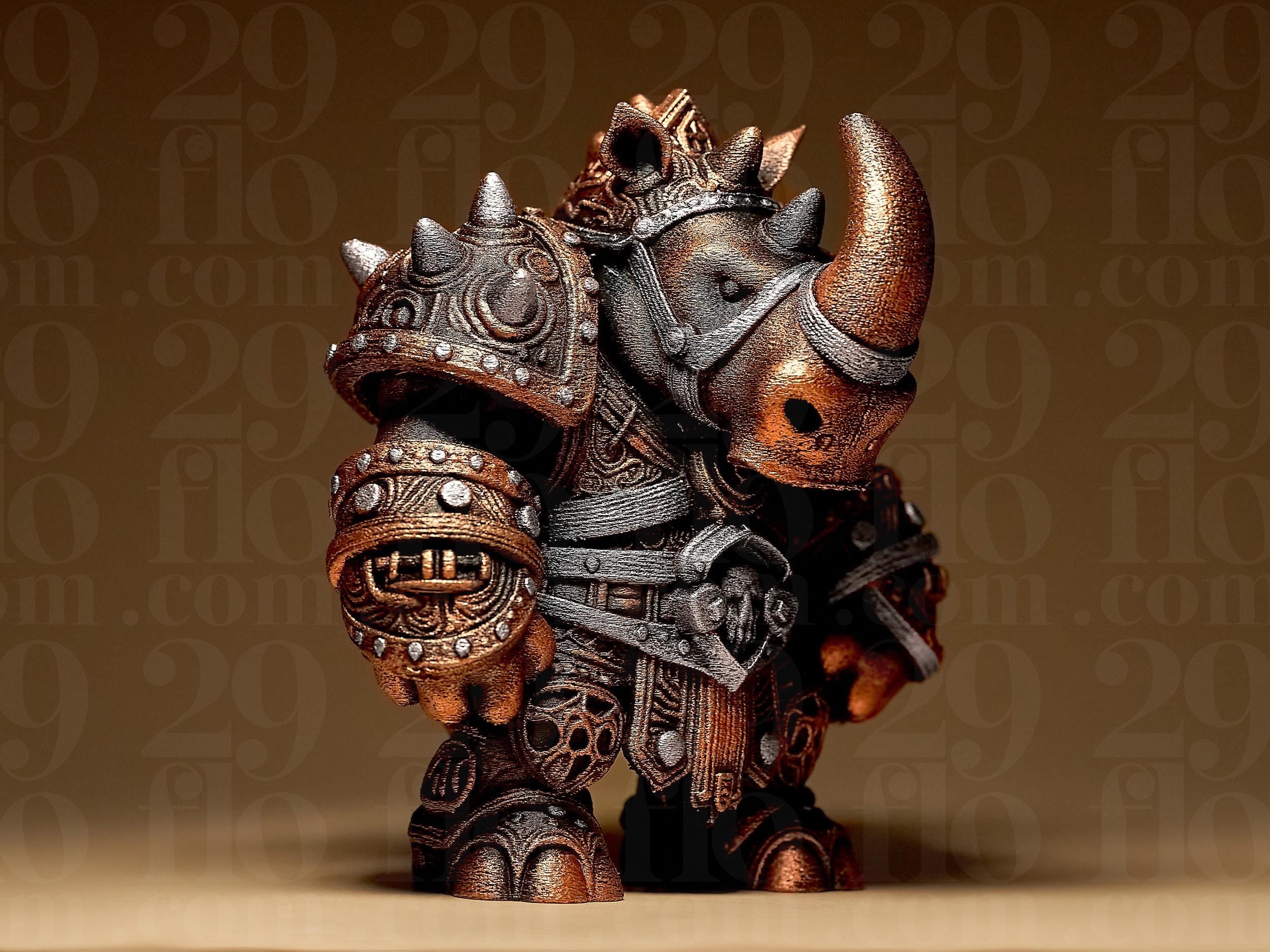 Warrior Rhino Miniature | Fantasy Figur Nashorn | Krieger Statue | Dark Art Deko Fehn-factory.de