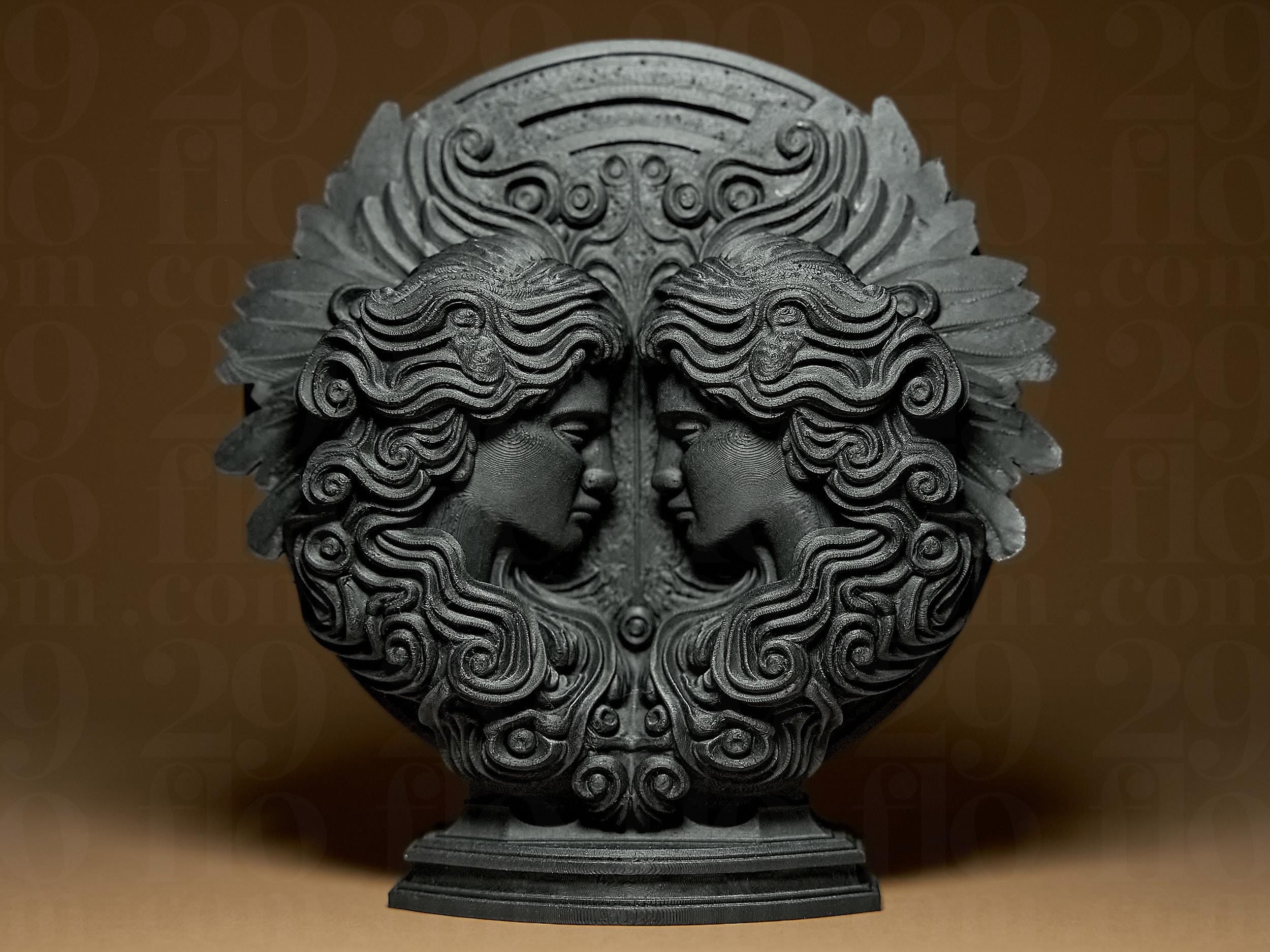Gemini The Twins Zodiac Statue | Zwillinge Figur Skulptur | Ornamental Dark Art | Sternzeichen Fehn-factory.de