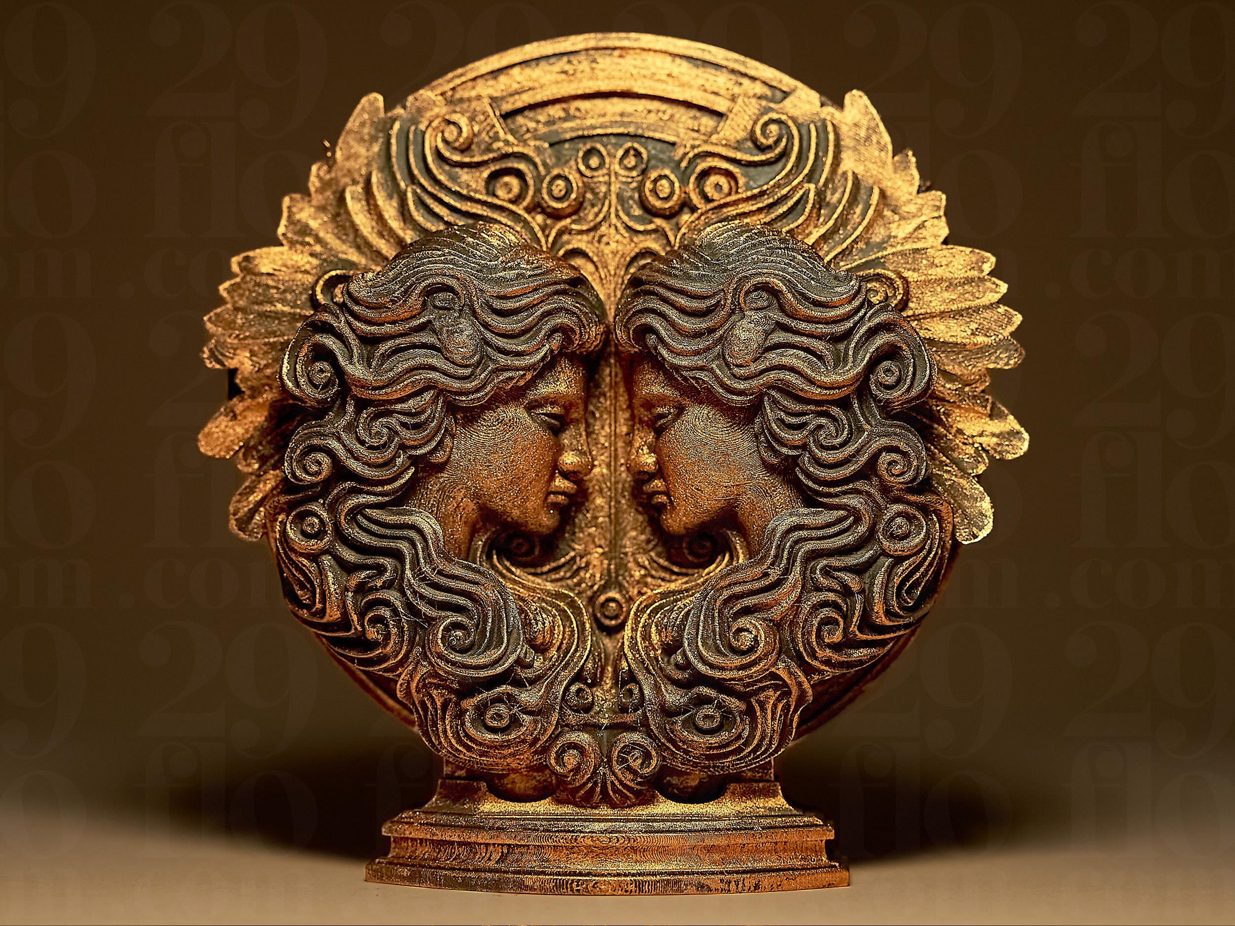Gemini The Twins Zodiac Statue | Zwillinge Figur Skulptur | Ornamental Dark Art | Sternzeichen Fehn-factory.de