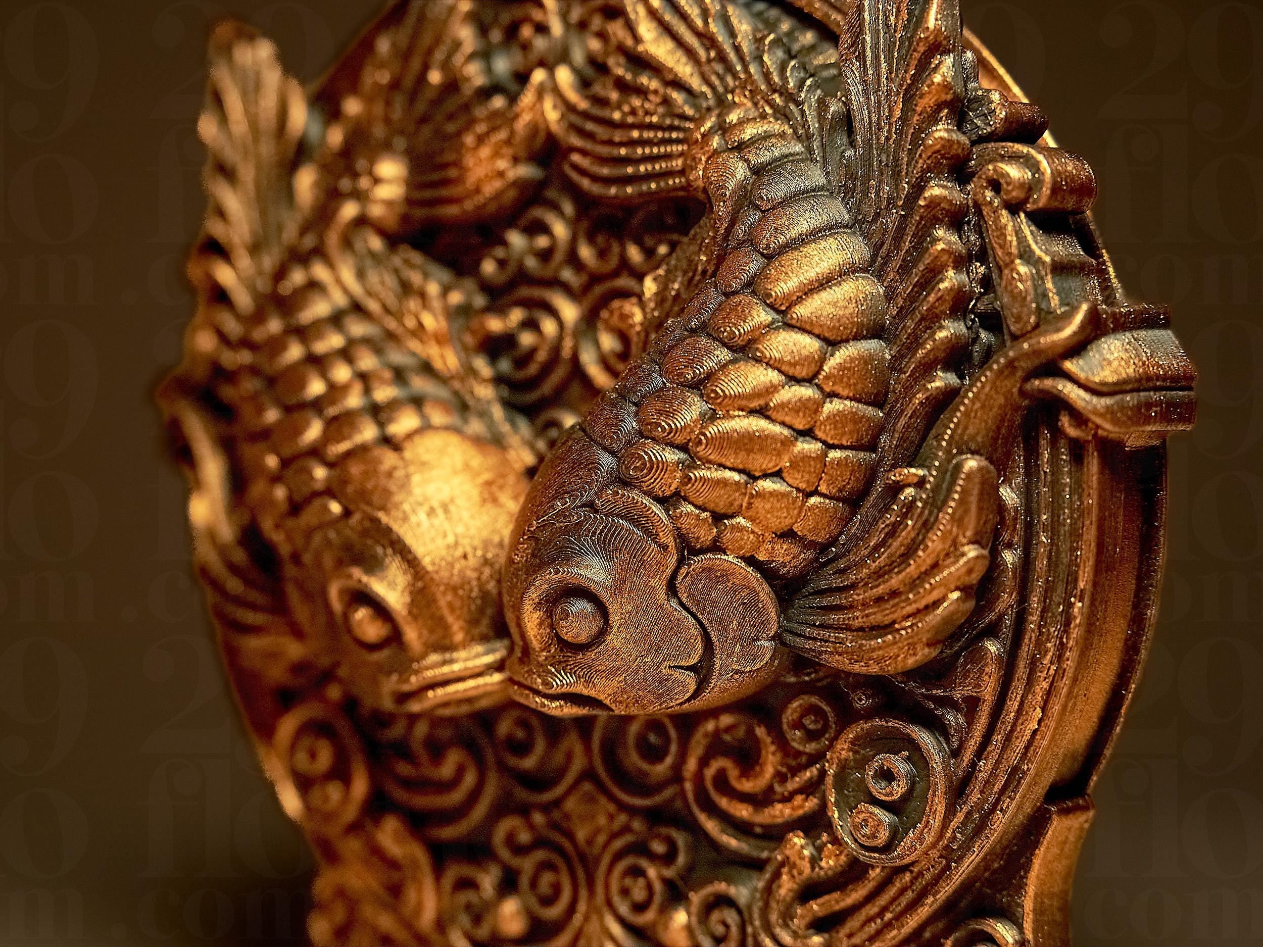Pisces The Fish Zodiac Statue | Fische Figur Skulptur | Ornamental Dark Art | Sternzeichen Fehn-factory.de