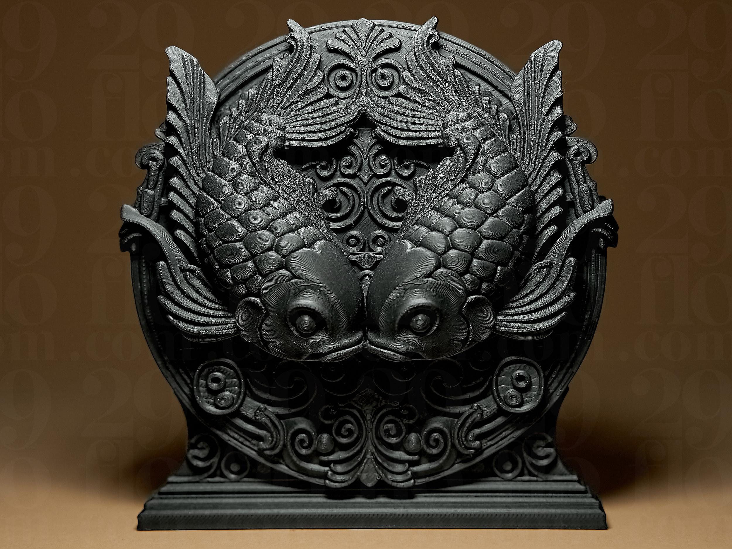Pisces The Fish Zodiac Statue | Fische Figur Skulptur | Ornamental Dark Art | Sternzeichen Fehn-factory.de