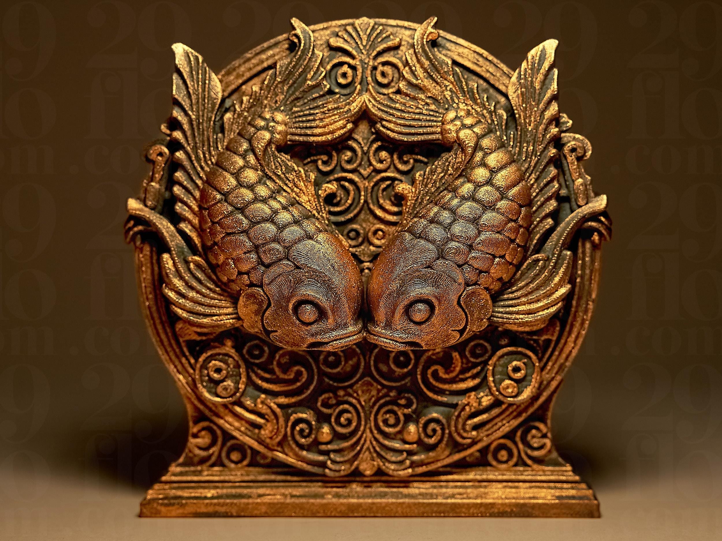 Pisces The Fish Zodiac Statue | Fische Figur Skulptur | Ornamental Dark Art | Sternzeichen Fehn-factory.de
