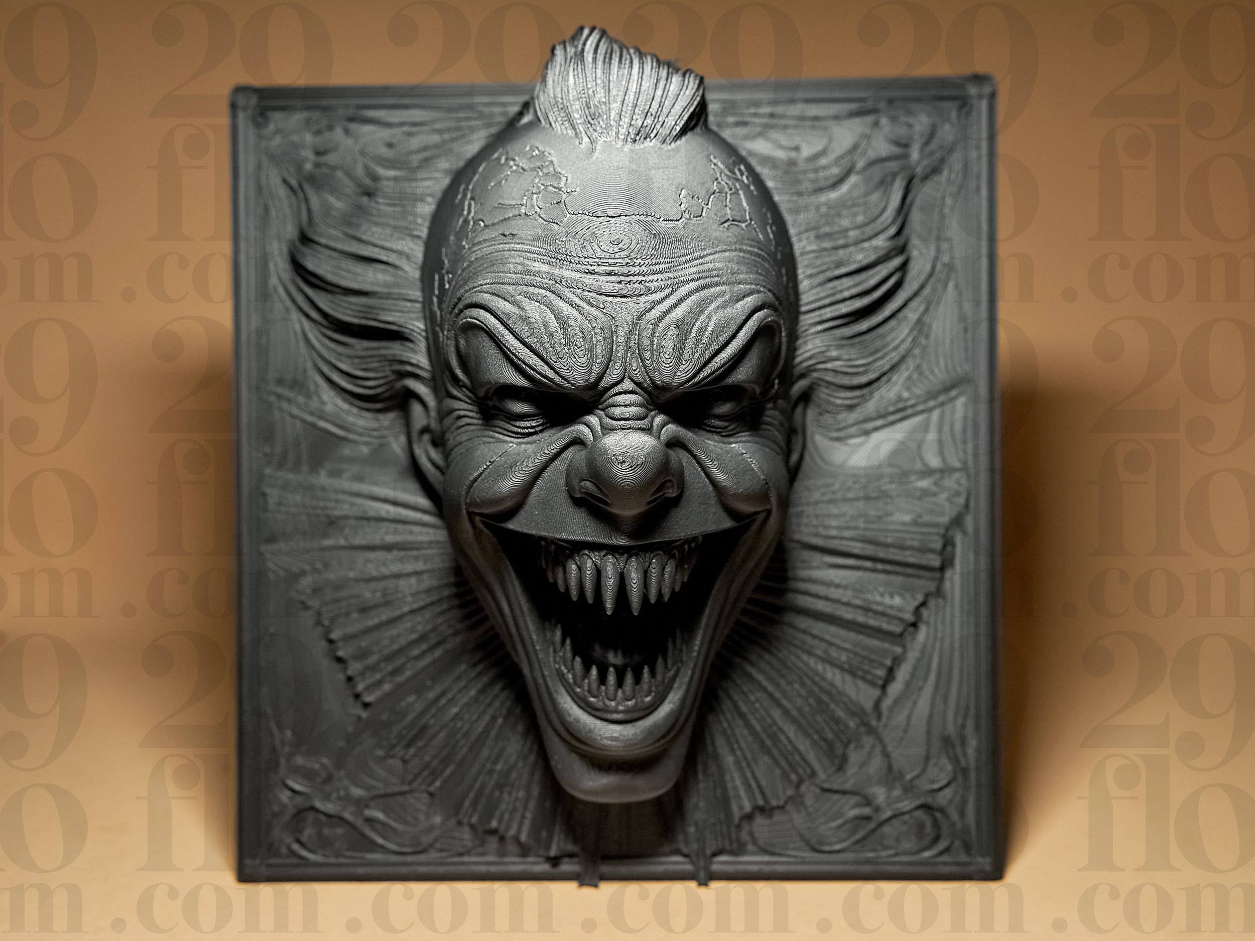 Evil Clown Relief | Horror Clown Statue | Wand Deko Skulptur | Gothic Dark Art Fehn-factory.de