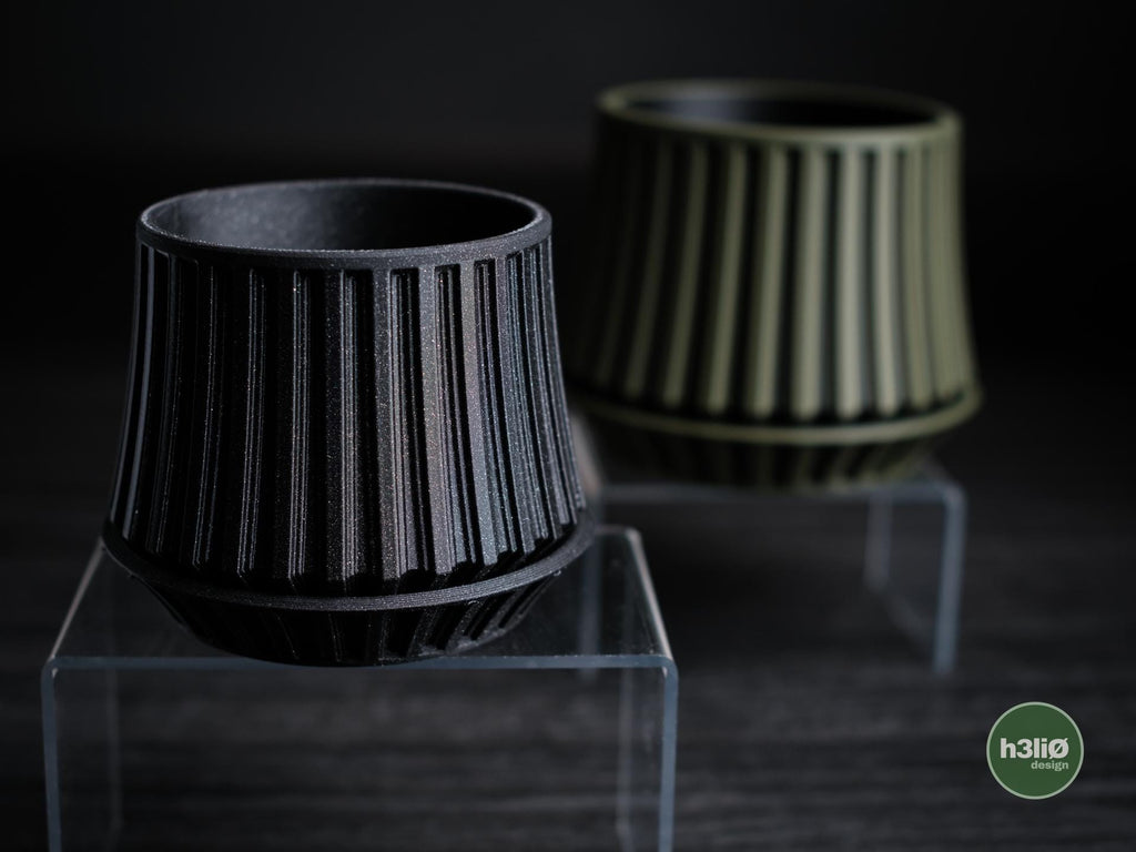echoic planter | Moderner 3D Druck Blumentopf | Gerillter Übertopf | Design Deko Topf