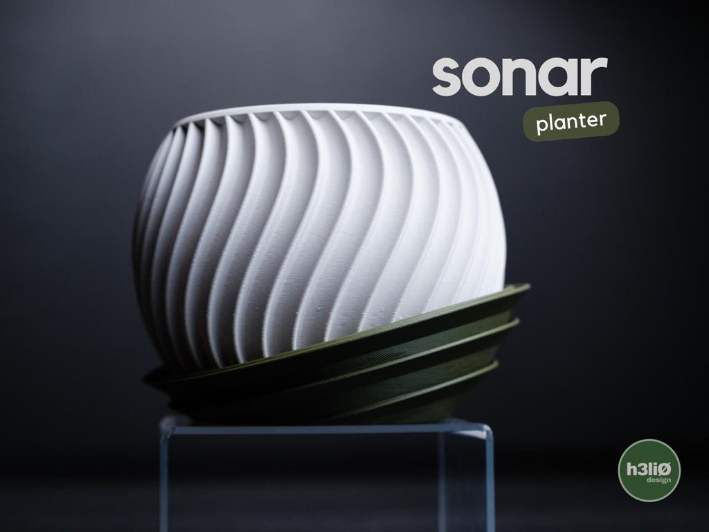 sonar planter | Moderner 3D Druck Blumentopf | Gerillter Übertopf | Design Deko Topf