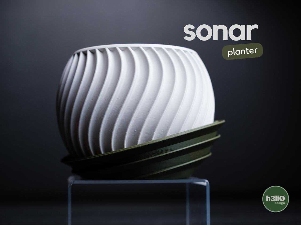 sonar planter | Moderner 3D Druck Blumentopf | Gerillter Übertopf | Design Deko Topf